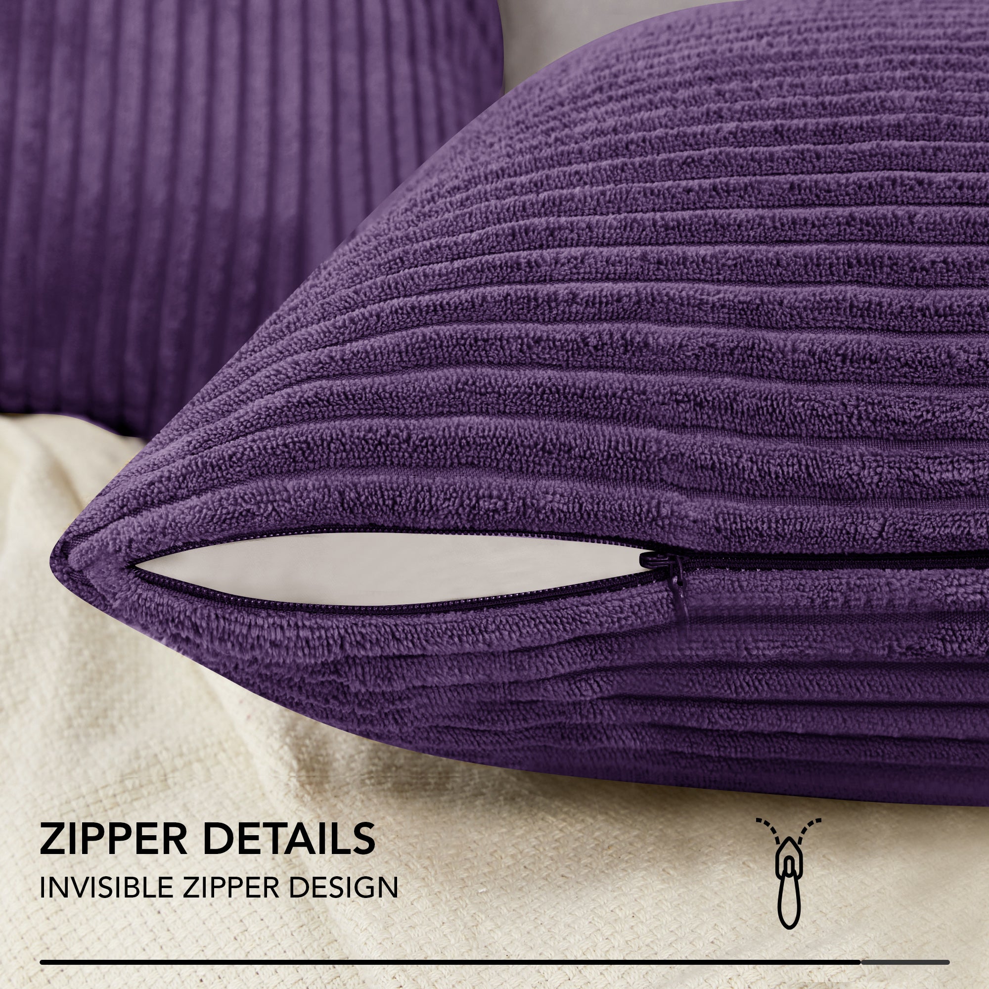 Deconovo Corduroy Throw Pillow Covers 2-Pack – Soft & Durable