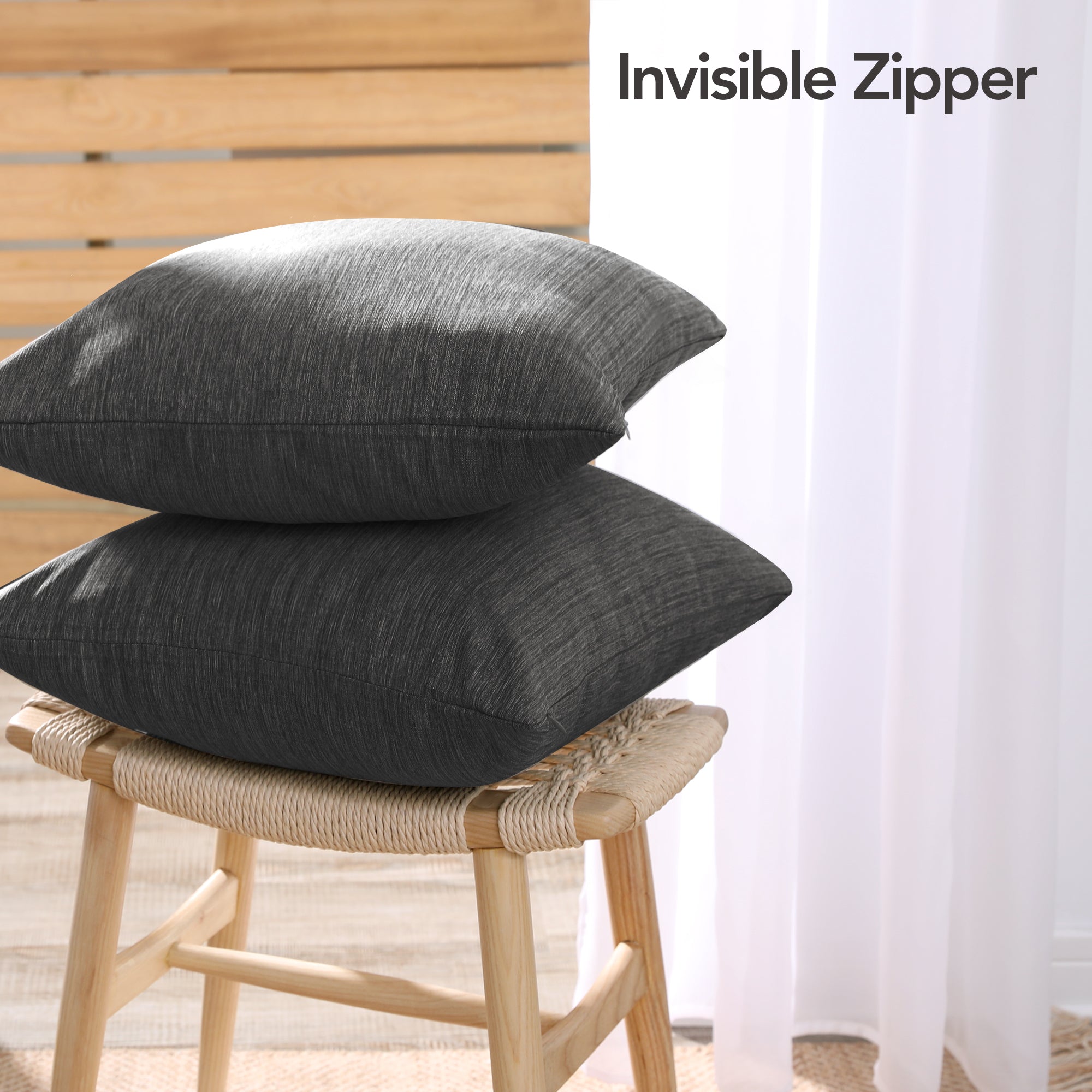 Deconovo Faux Linen Cushion Covers, Set of 2, Light Blue ¨C Eco-Friendly, Machine Washable, Decorative Pillow Covers for Sofa