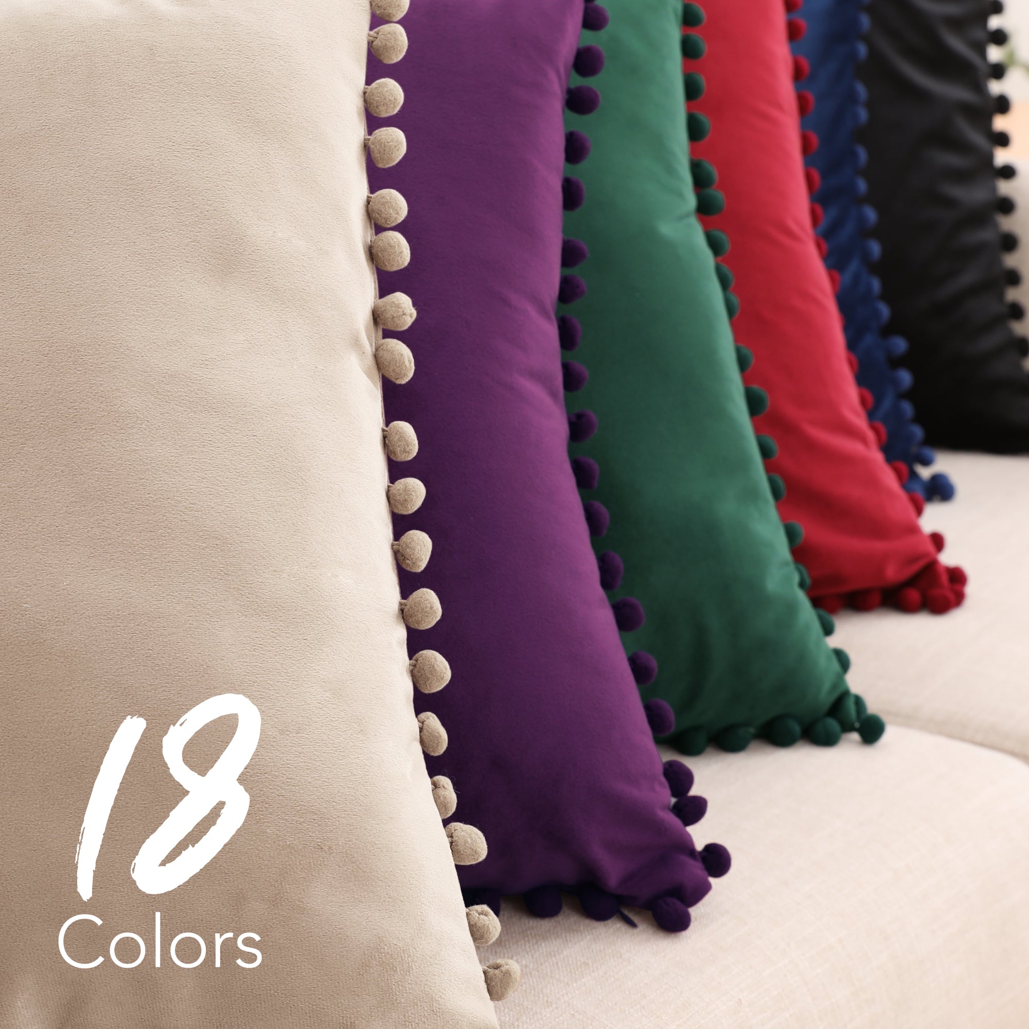 Deconovo Velvet Pom-Pom Pillow Covers 2-Pack – Multiple Sizes (Cover Only)