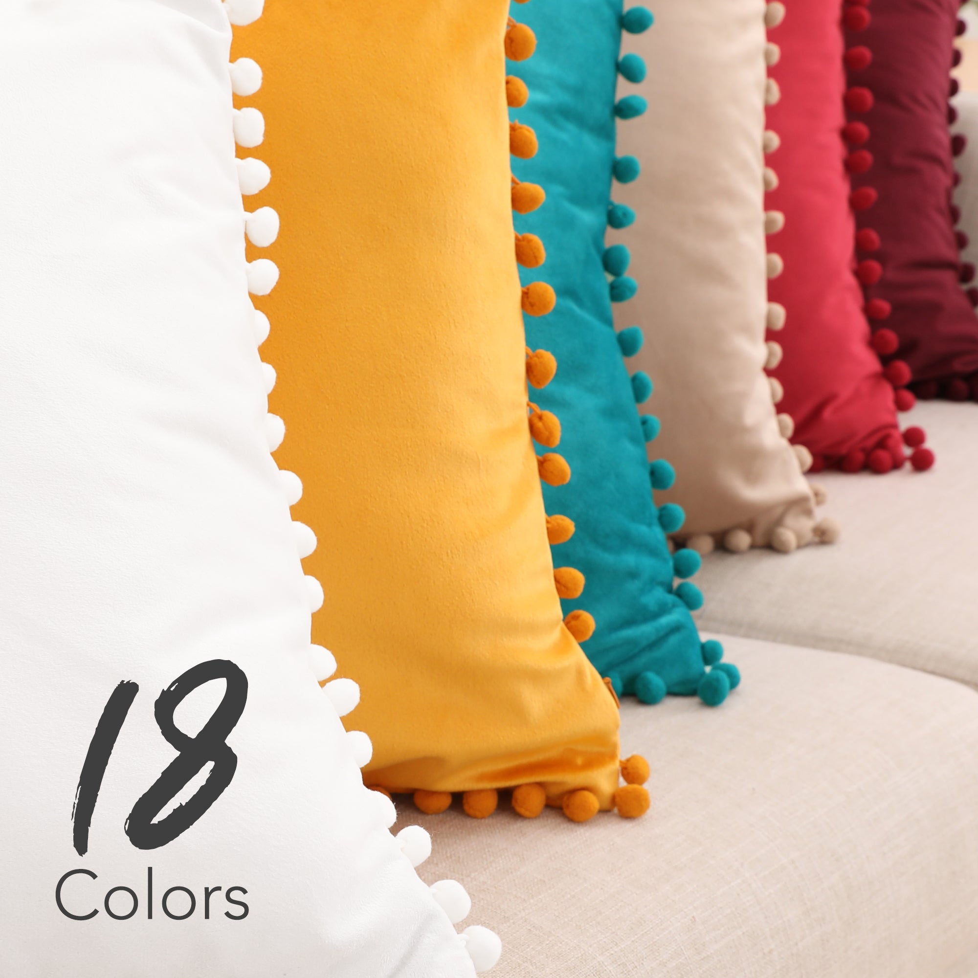 Deconovo Velvet Pom-Pom Pillow Covers 2-Pack – Multiple Sizes (Cover Only)