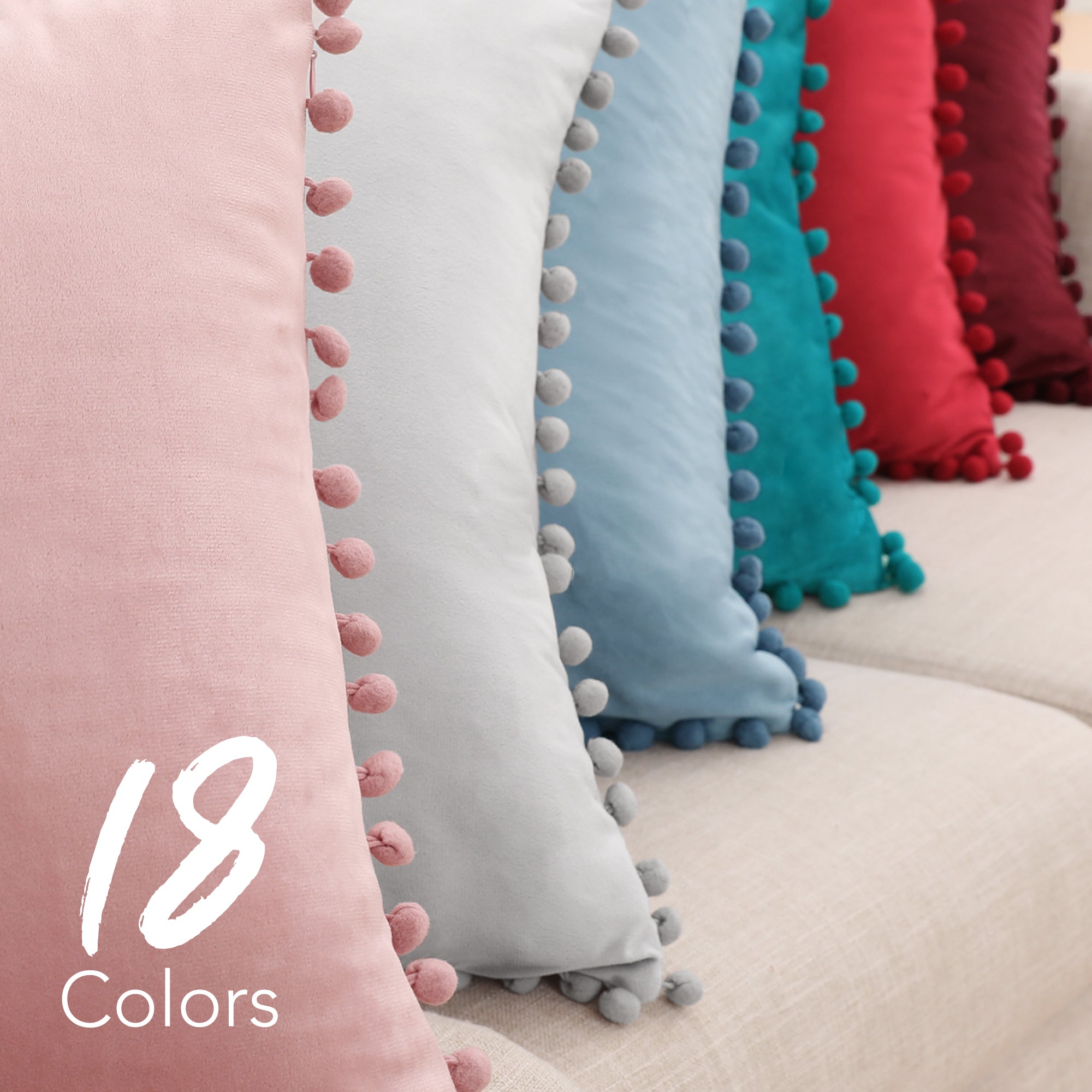 Deconovo Velvet Pom-Pom Pillow Covers 2-Pack – Multiple Sizes (Cover Only)