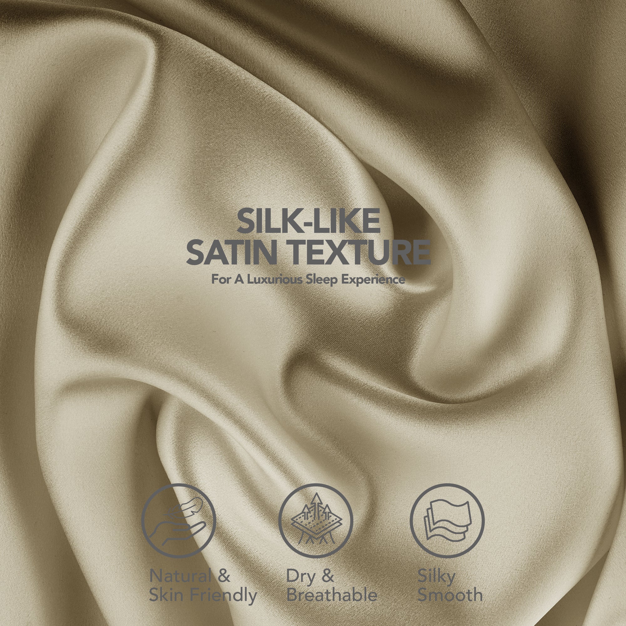 Deconovo Satin Silk Pillowcases (Set of 2), Envelope Closure