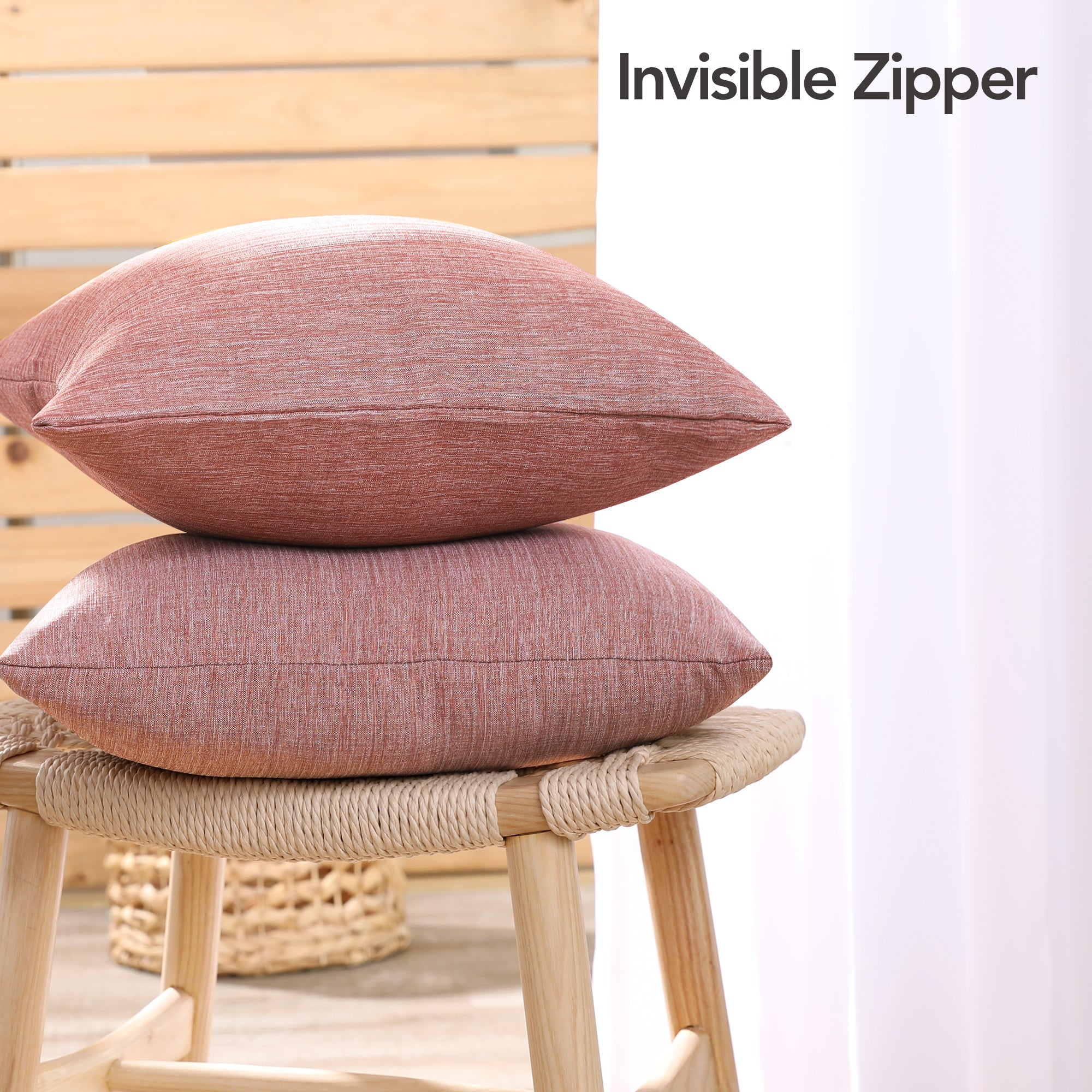 Deconovo Faux Linen Cushion Covers, Set of 2, Light Blue ¨C Eco-Friendly, Machine Washable, Decorative Pillow Covers for Sofa