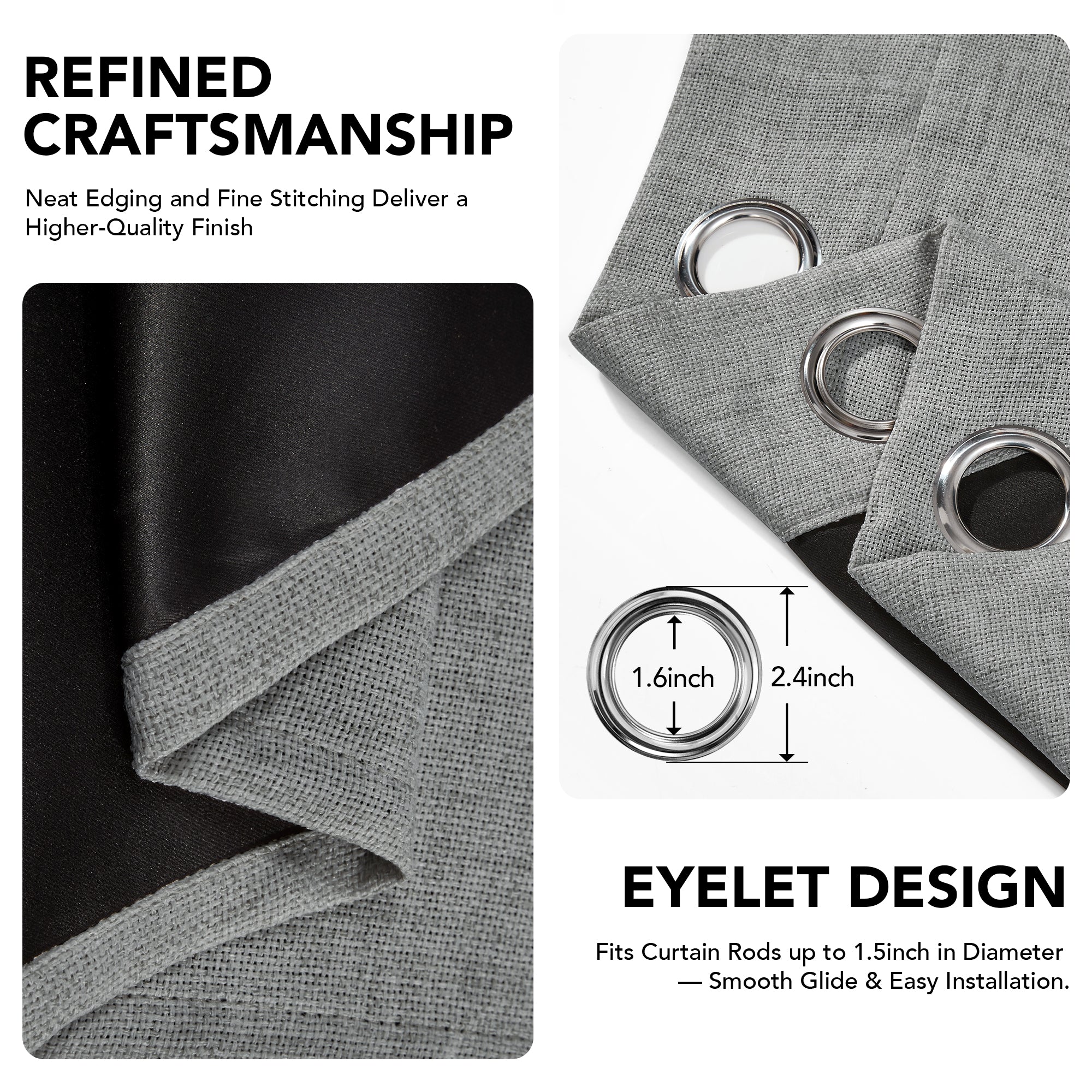 Deconovo Soft Faux Linen Layered Room Darkening Curtain Panels - 2 Panels