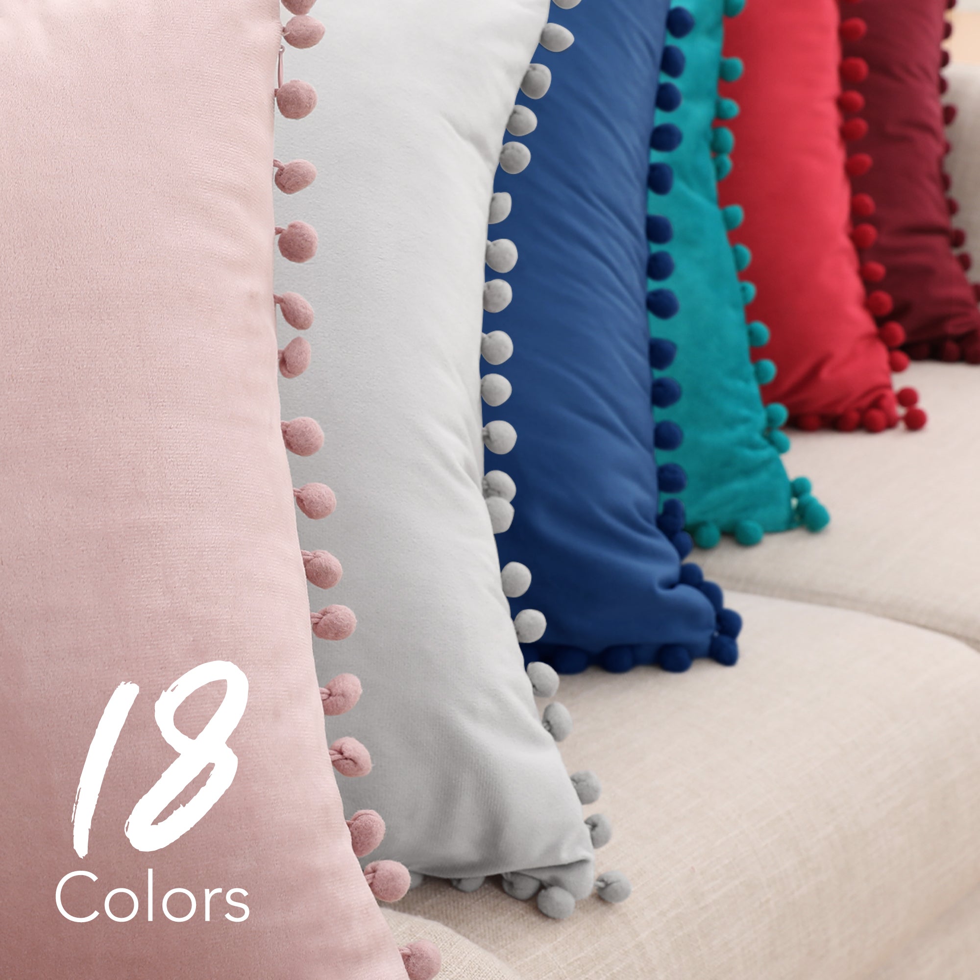 Deconovo Velvet Pom-Pom Pillow Covers 2-Pack – Multiple Sizes (Cover Only)
