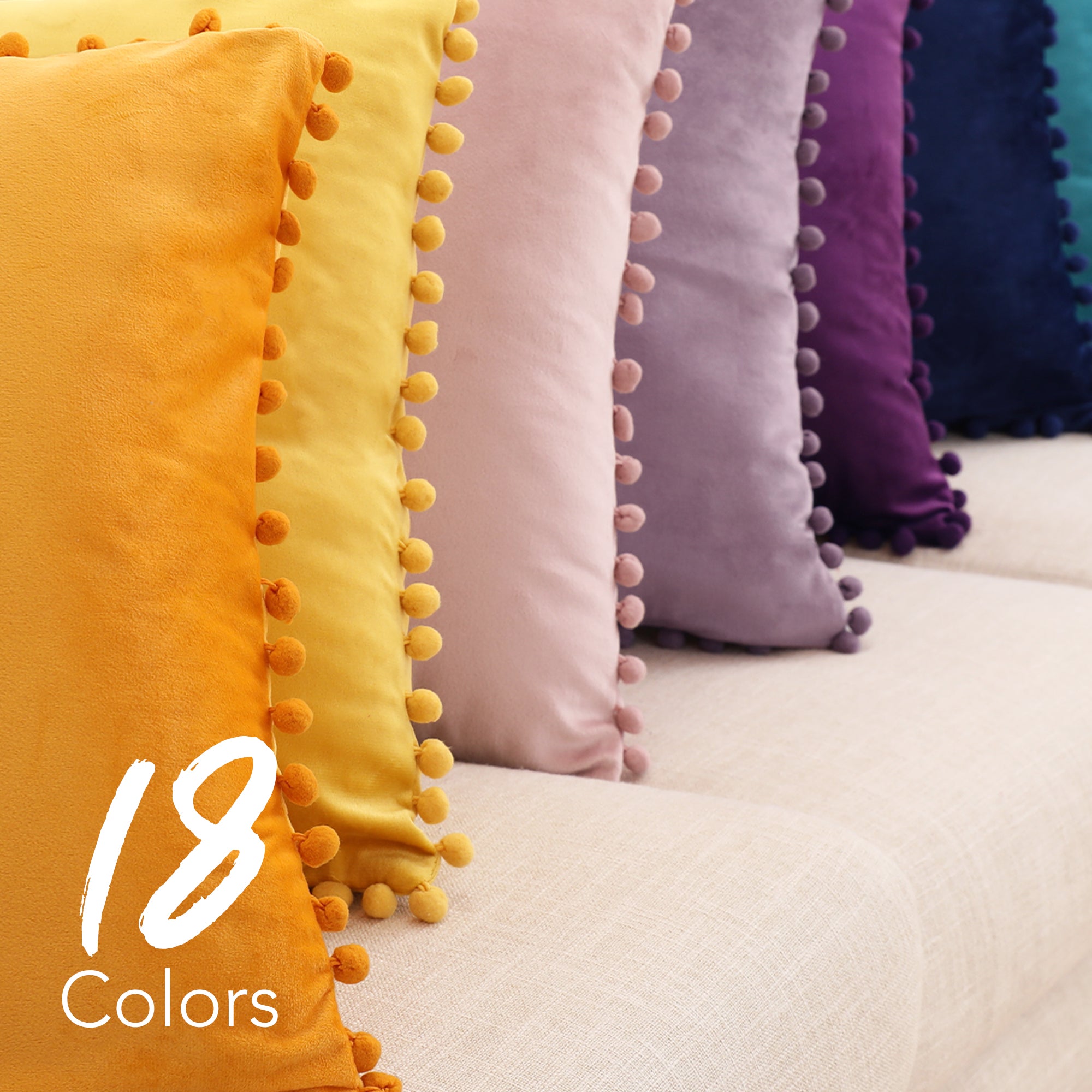 Deconovo Velvet Pom-Pom Pillow Covers 2-Pack – Multiple Sizes (Cover Only)
