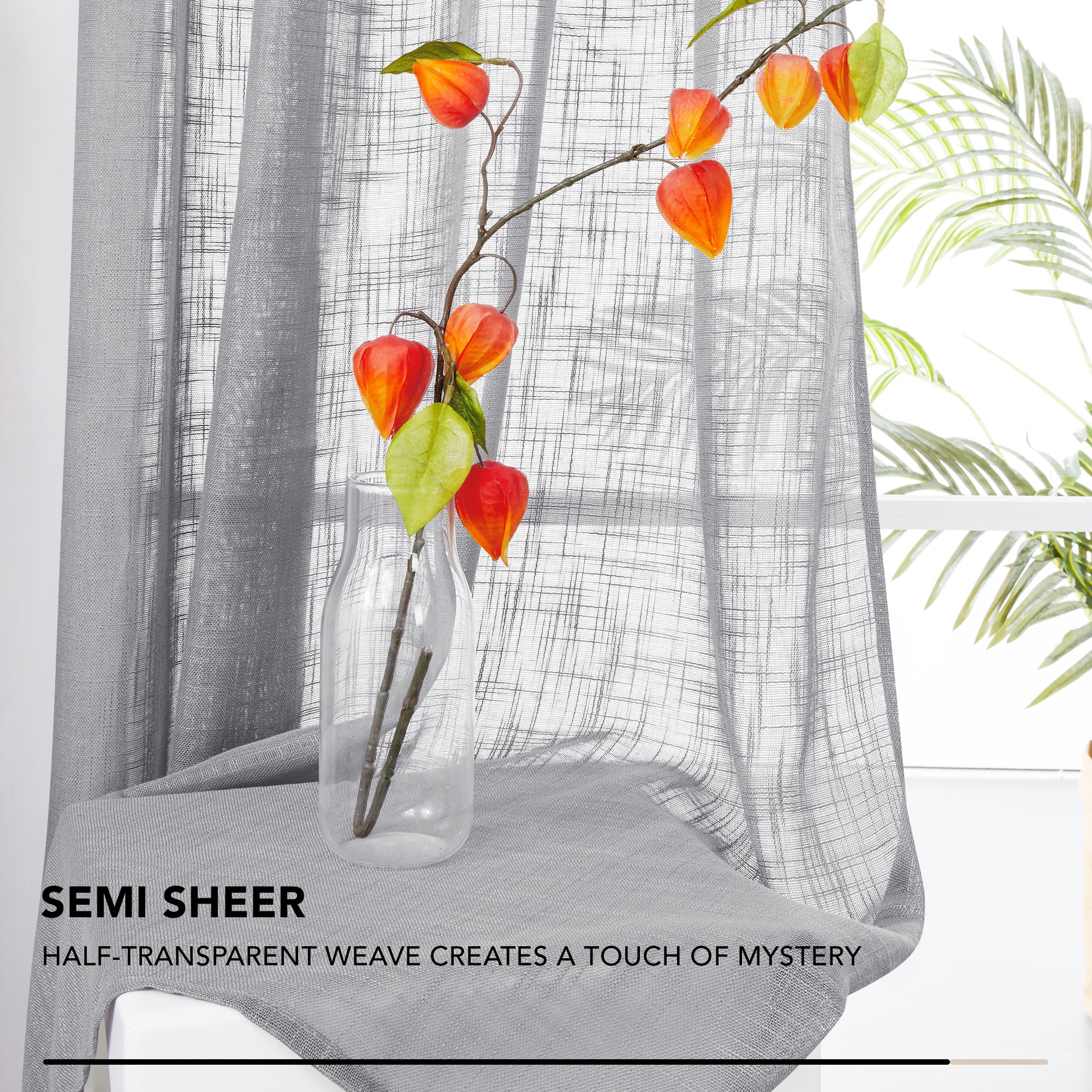 Deconovo Faux Linen Sheer Curtain Panels (2-Pack) – Light Filtering, Grommet Top