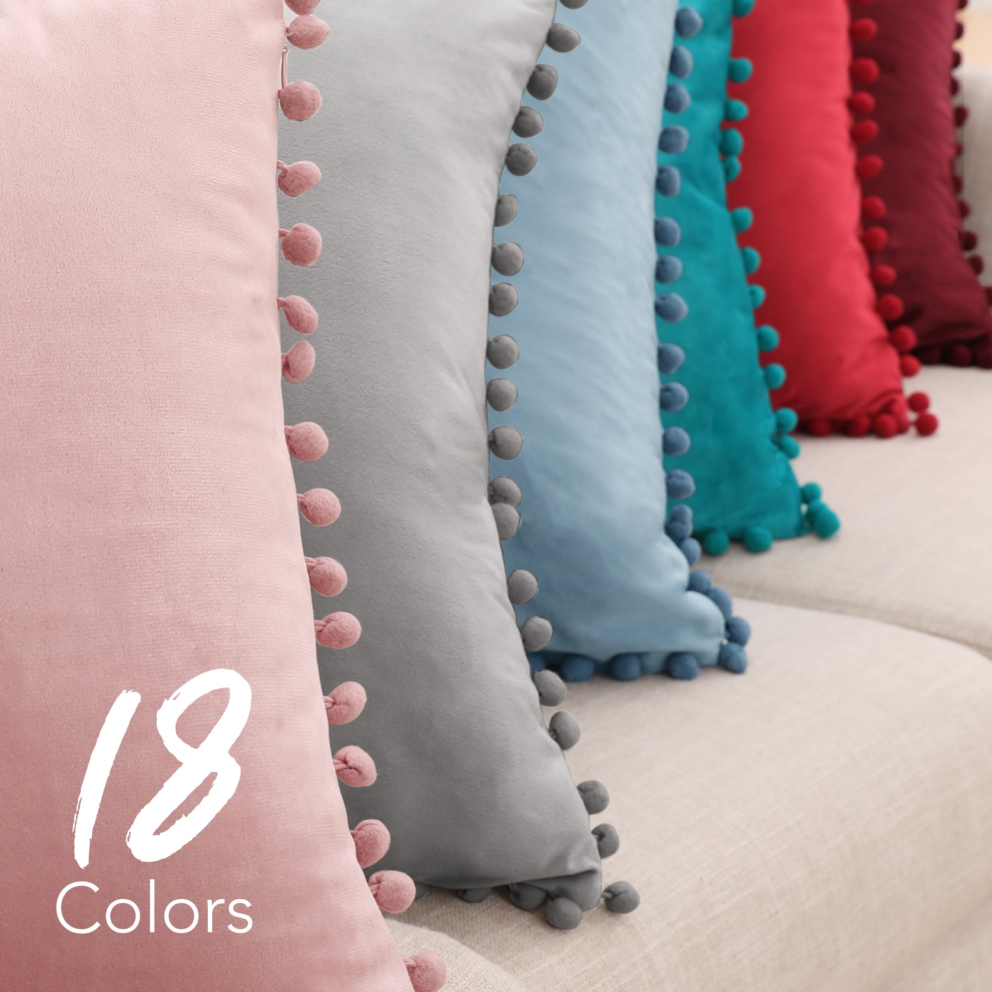 Deconovo Velvet Pom-Pom Pillow Covers 2-Pack – Multiple Sizes (Cover Only)