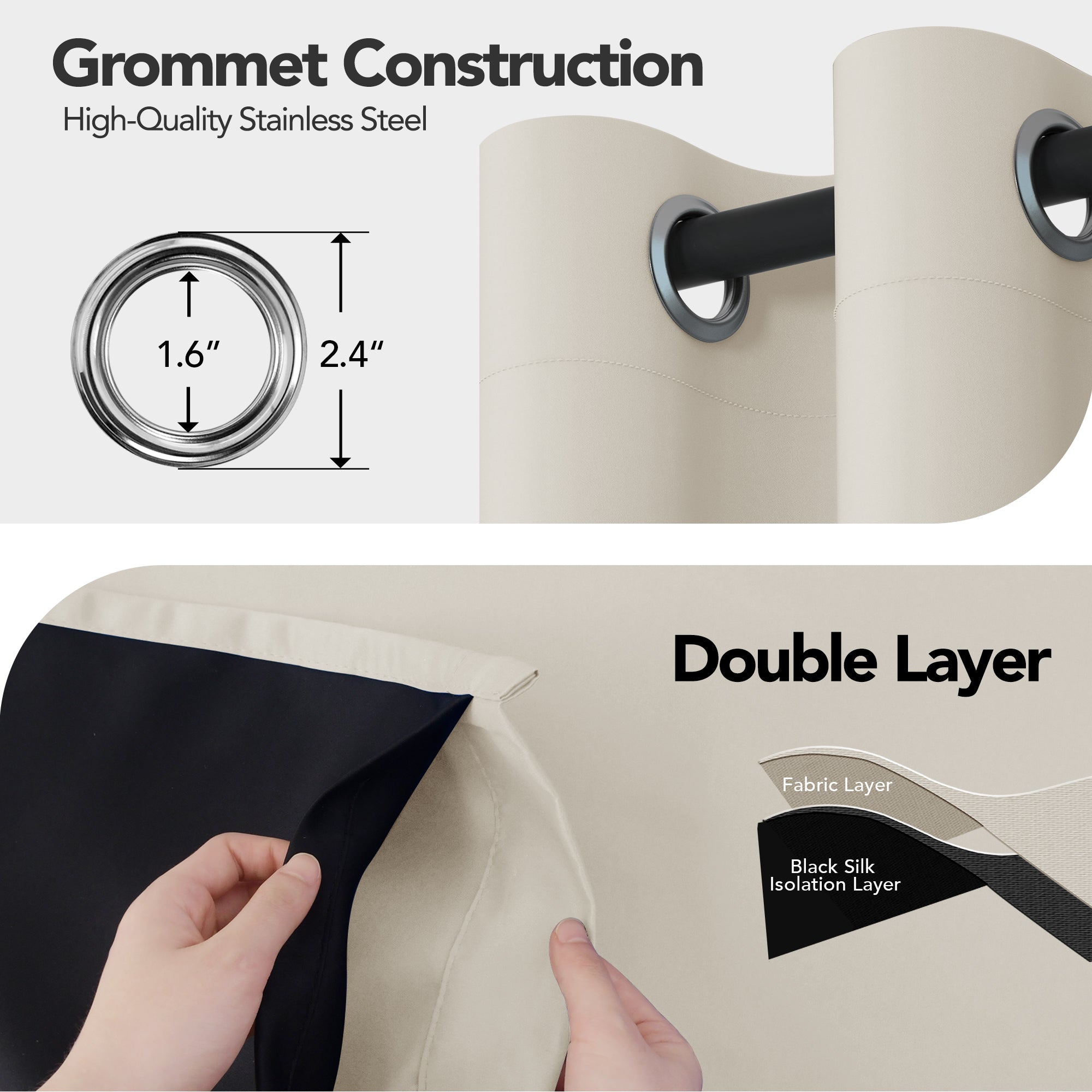Deconovo Blackout Curtains Thermal Insulated Noise Reducing Bedroom Window Panels with Liner Grommet Top 2 Pack