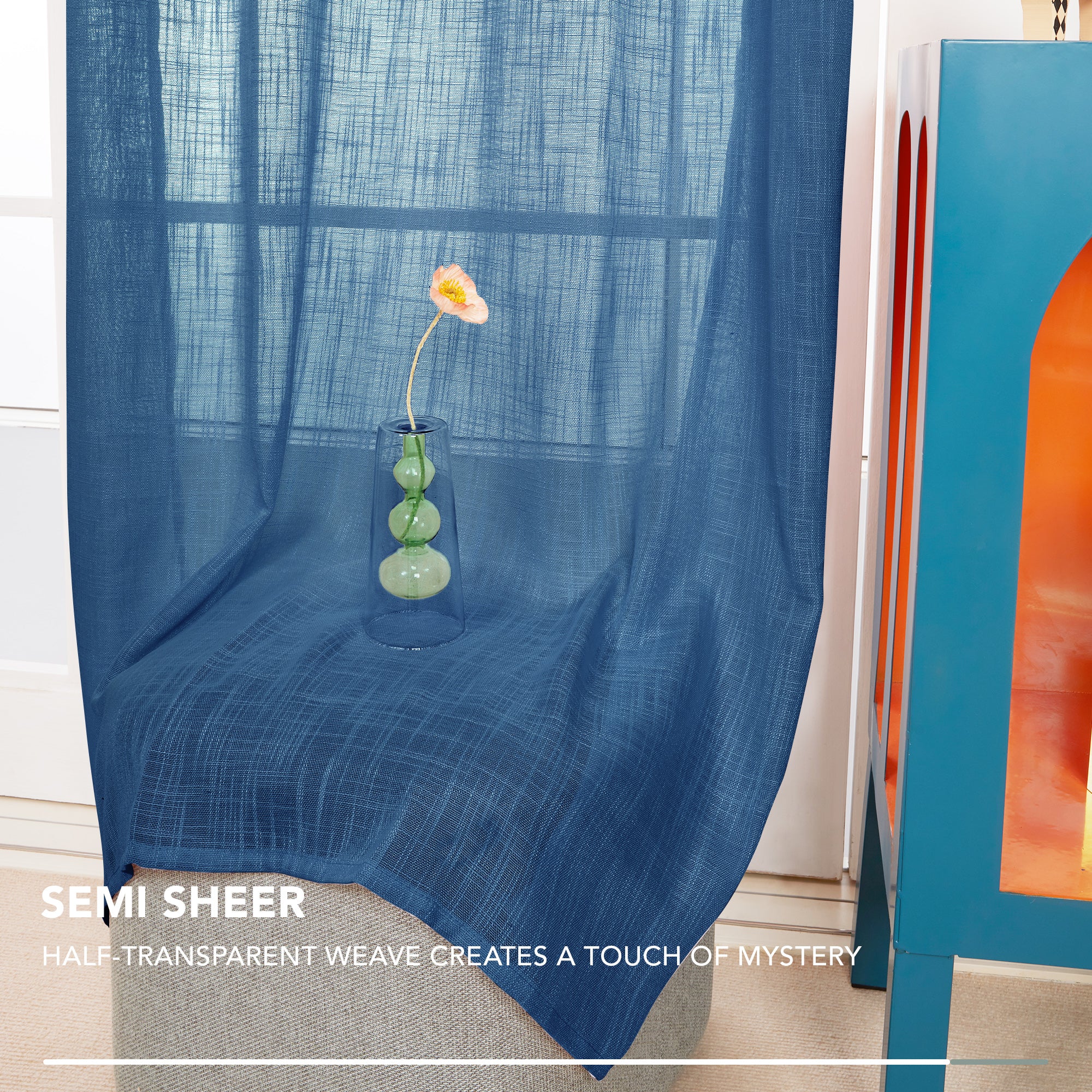 Deconovo Faux Linen Sheer Curtain Panels (2-Pack) – Light Filtering, Grommet Top