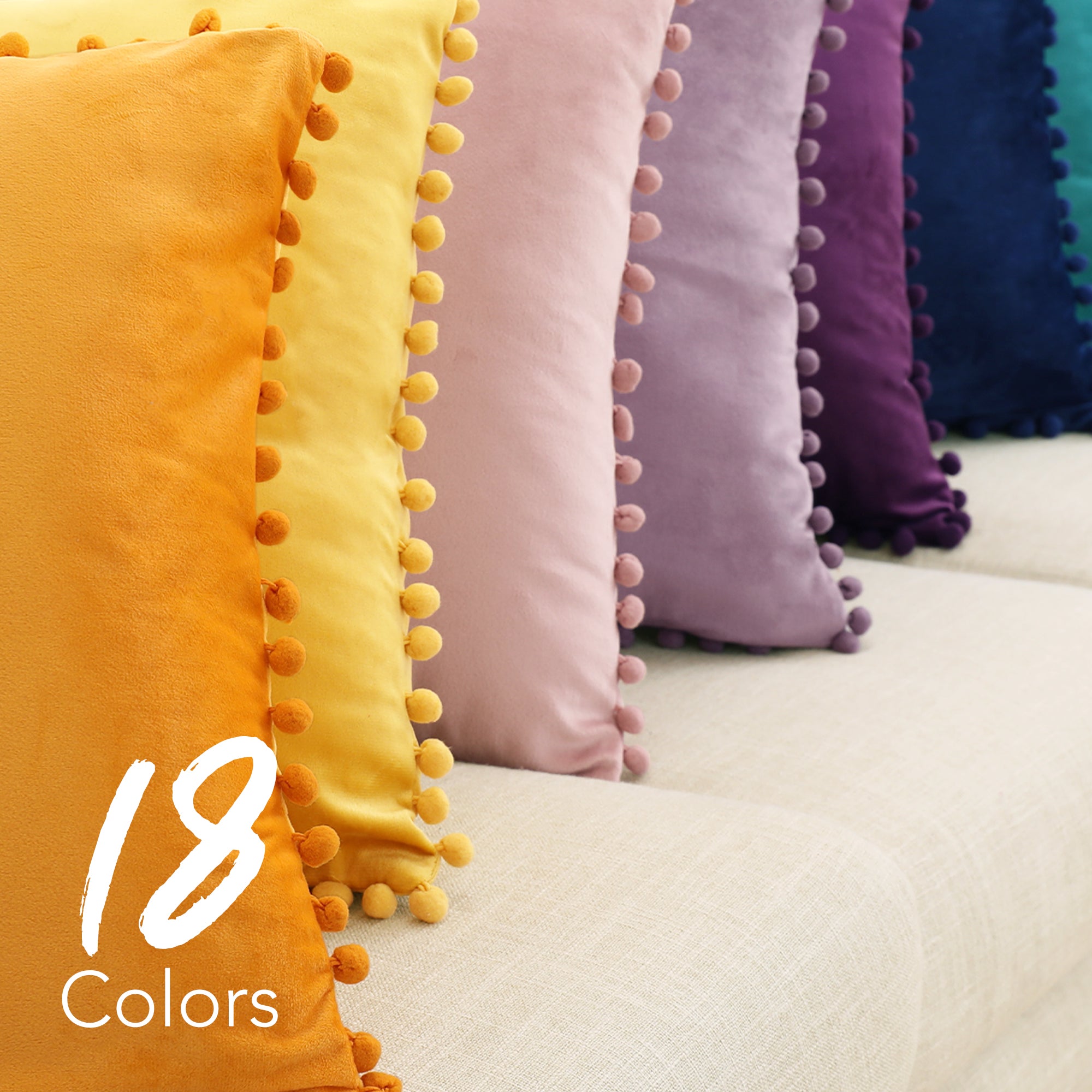 Deconovo Velvet Pom-Pom Pillow Covers 2-Pack – Multiple Sizes (Cover Only)