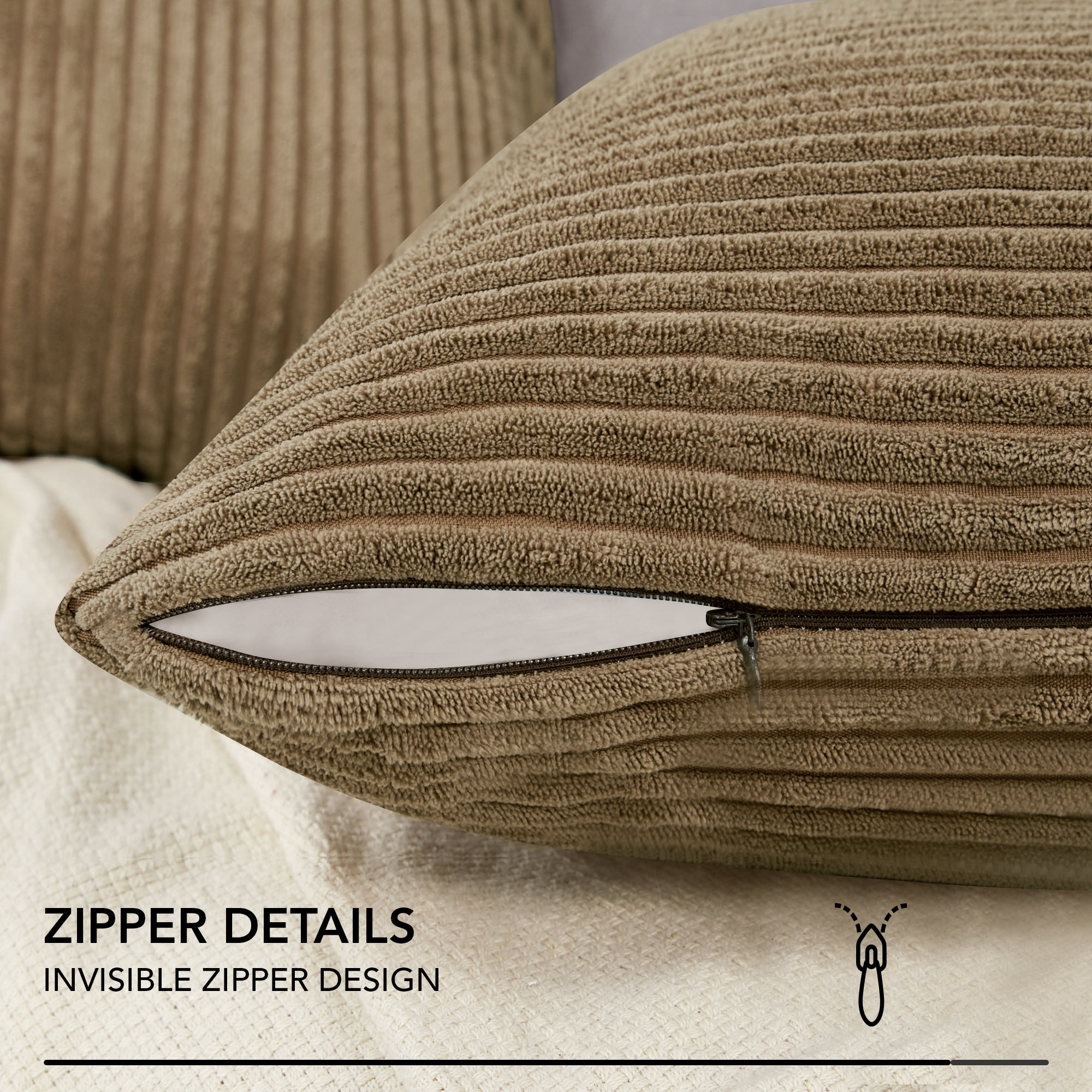 Deconovo Corduroy Throw Pillow Covers 2-Pack – Soft & Durable