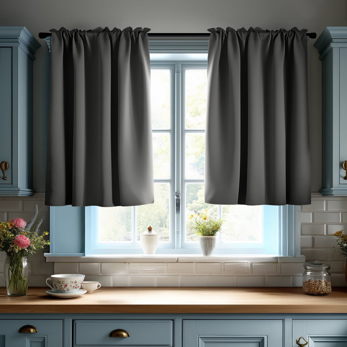 ZOPZO Curtains & Valances, Dark Gray