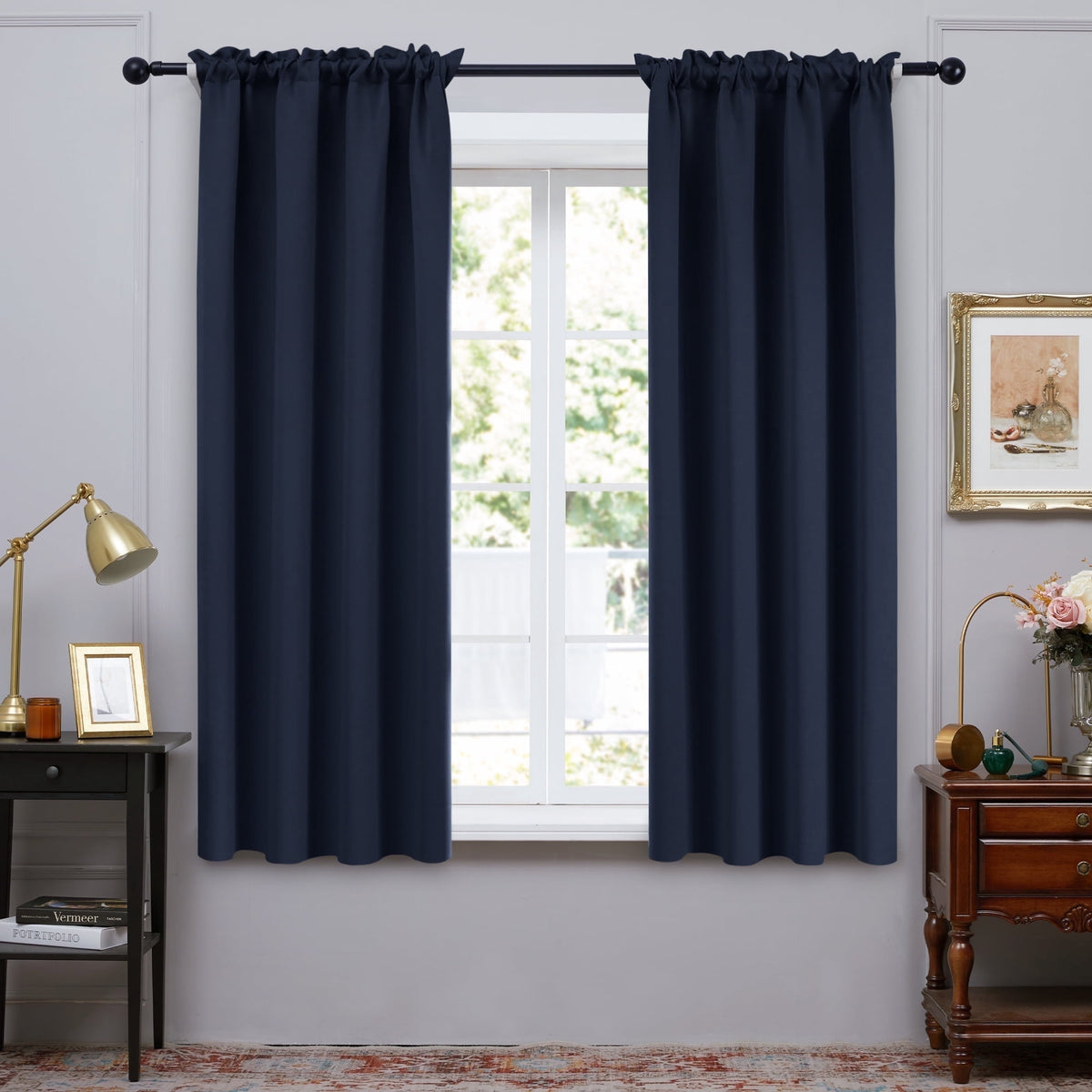 ZOPZO Curtains & Valances, Navy Blue