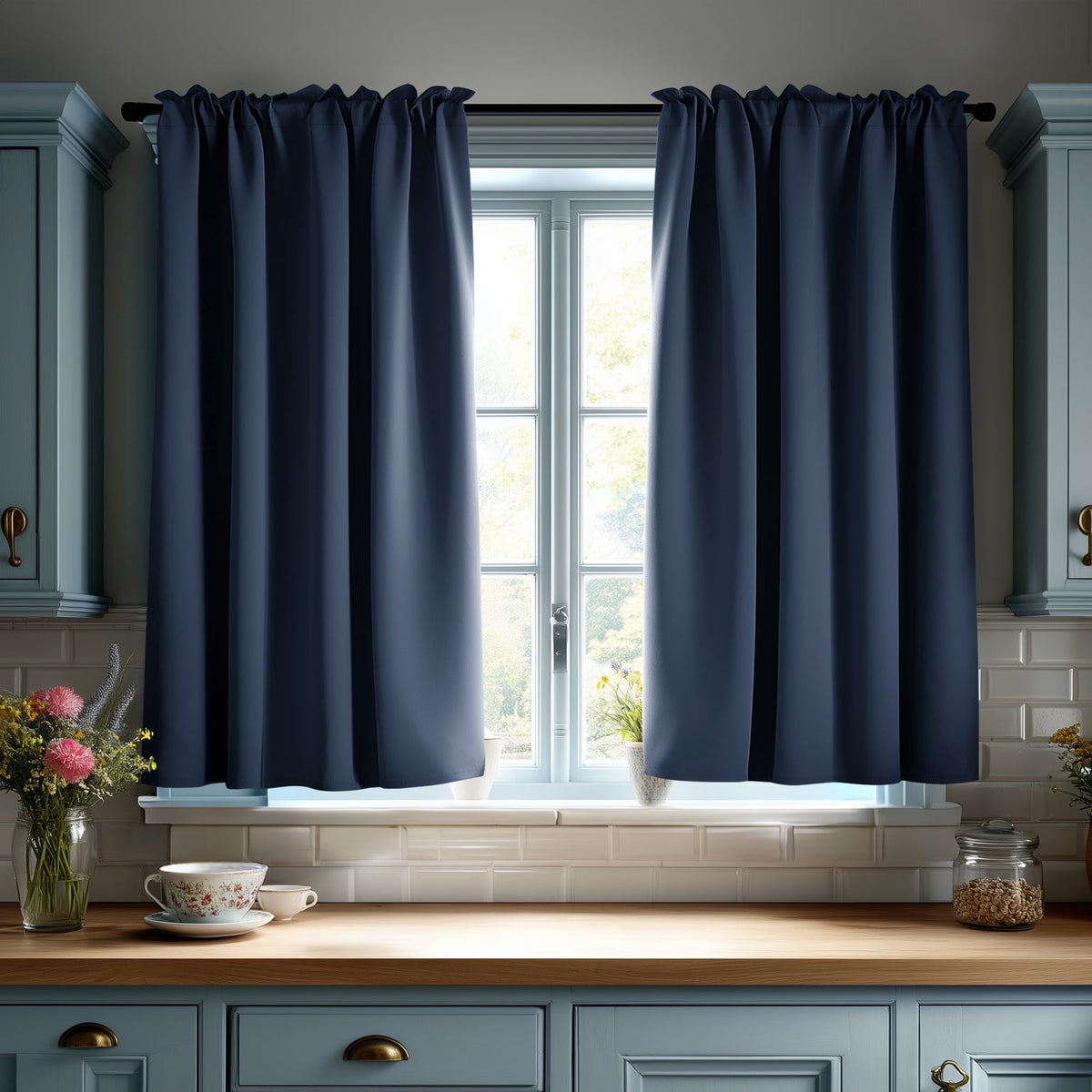 ZOPZO Curtains & Valances, Navy Blue