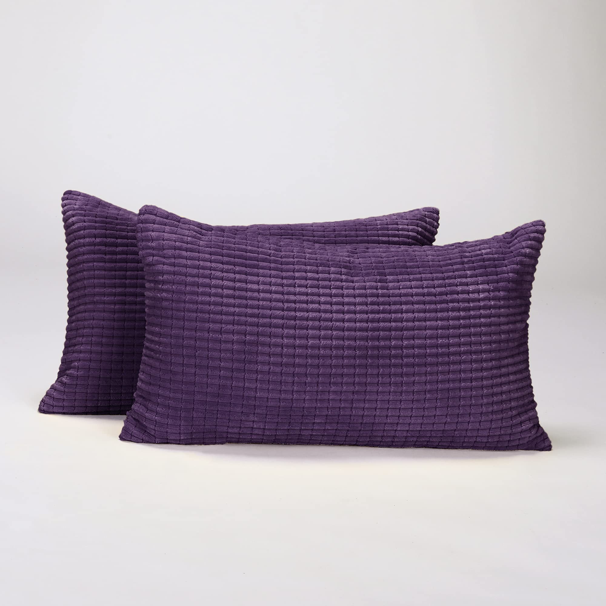 Deconovo Corduroy Decorative Throw Pillow Covers, 2-Pack, OEKO-TEX, Zippered