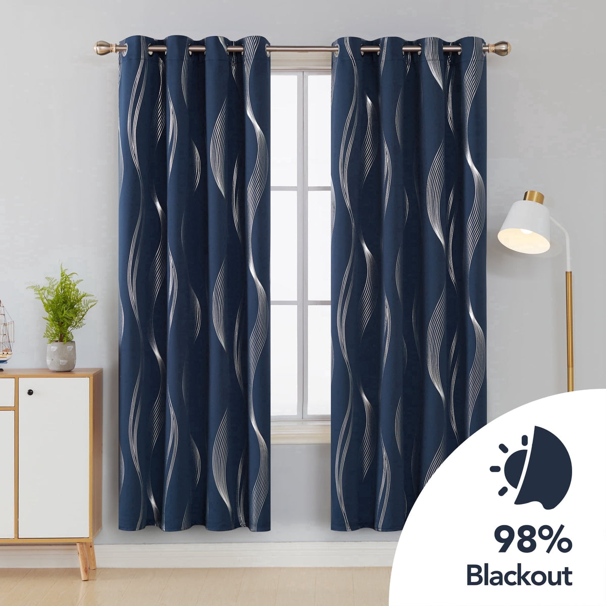 ZOPZO Curtains & Valances, Navy Blue