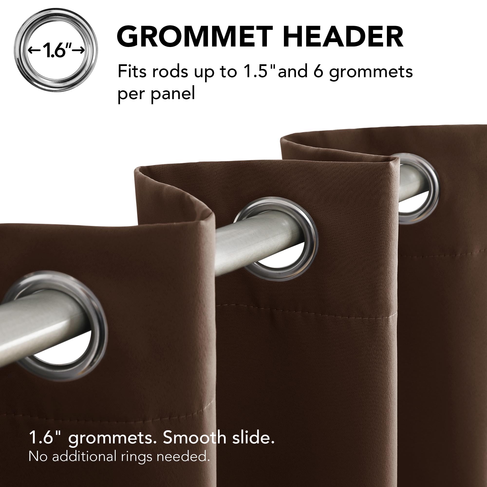 Deconovo Grommet Curtains 2 Panels, Thermal Insulated, 38"W