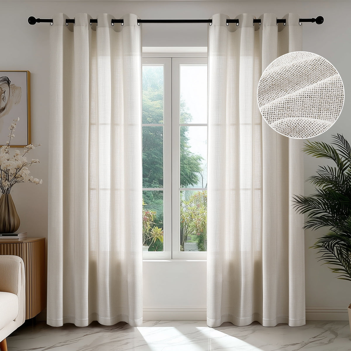 ZOPZO Curtains & Valances, Natural Linen