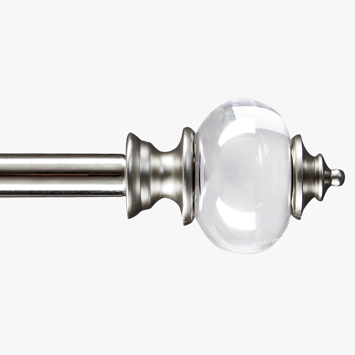 Deconovo Adjustable Curtain Rod with Clear Acrylic Finials - Silver, 120