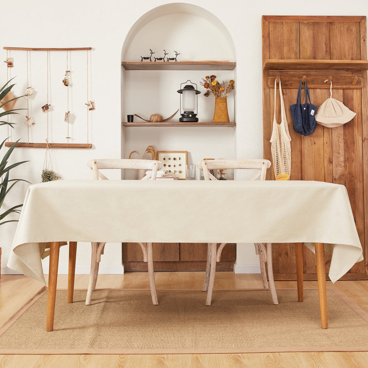 Deconovo Linen Look Tablecloth, Square and Rectangular Sizes - Light Beige, 54 x 54