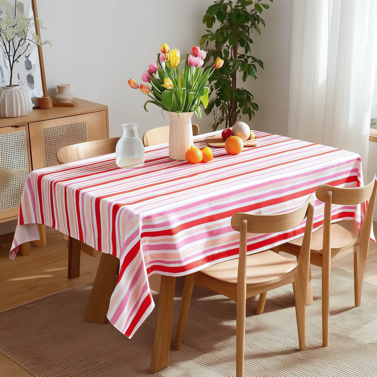 ZOPZO Tablecloths, Pink/Striped