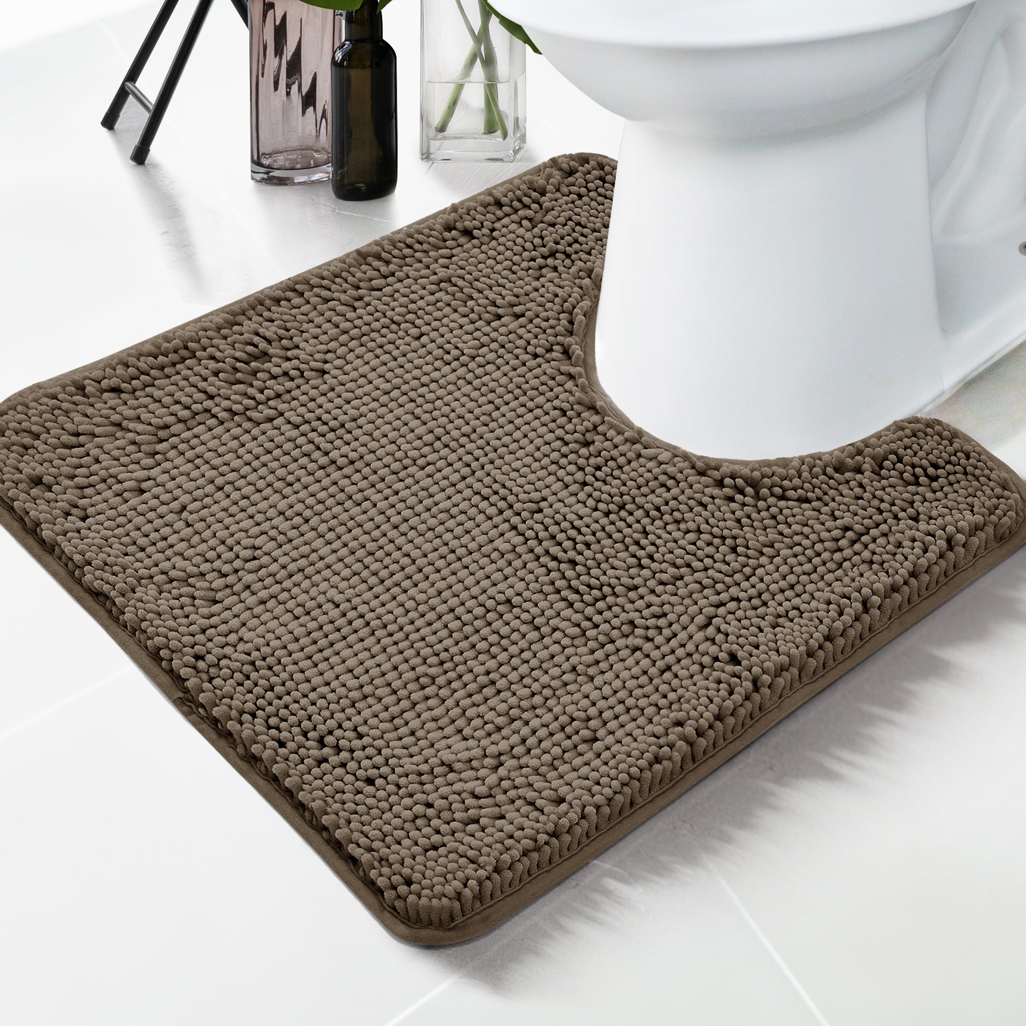Deconovo Plush Chenille Bath Rug  Non-Slip, Washable Comfort Mat