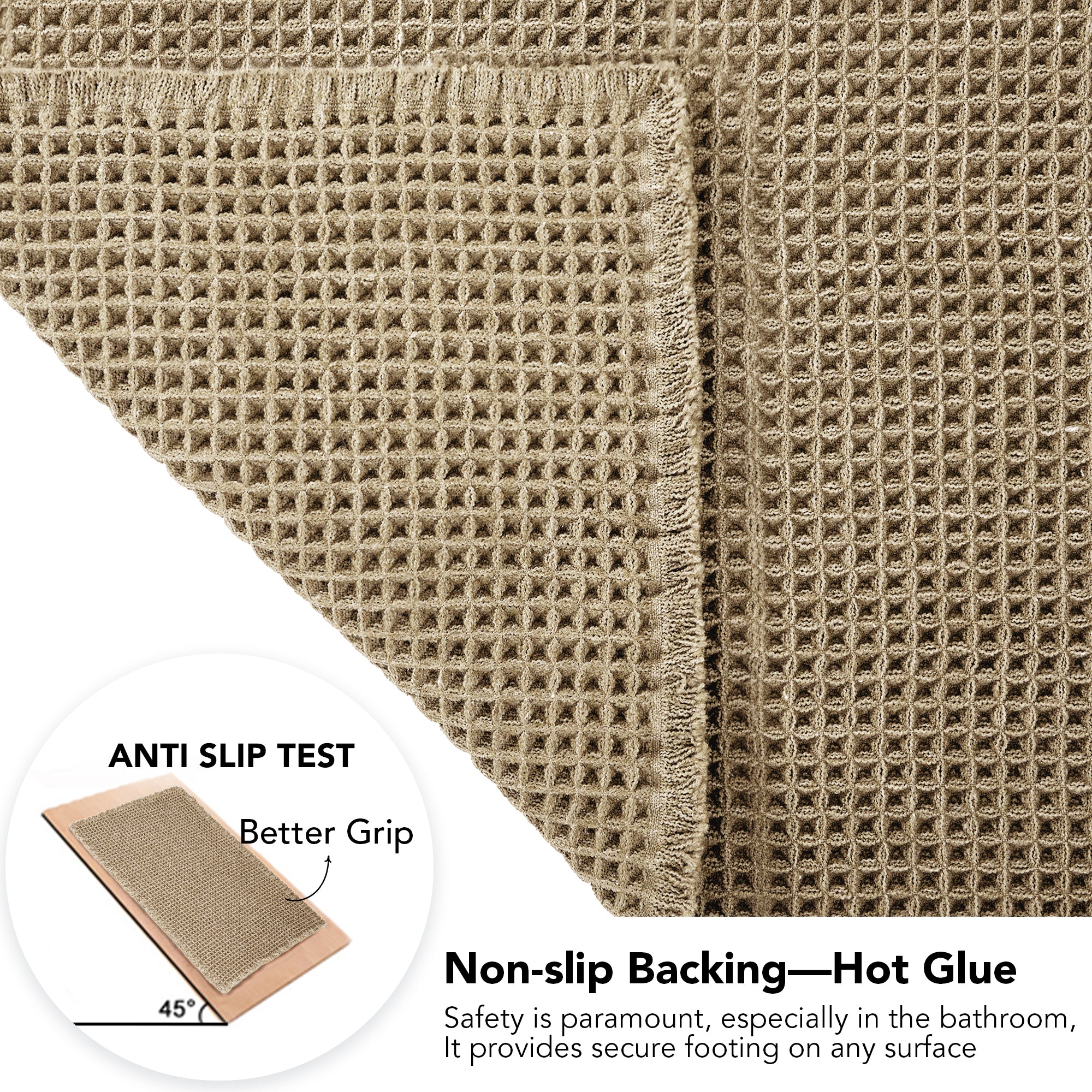 Deconovo Waffle Grid Bathroom Floor Mat Non Slip Absorbent Rug