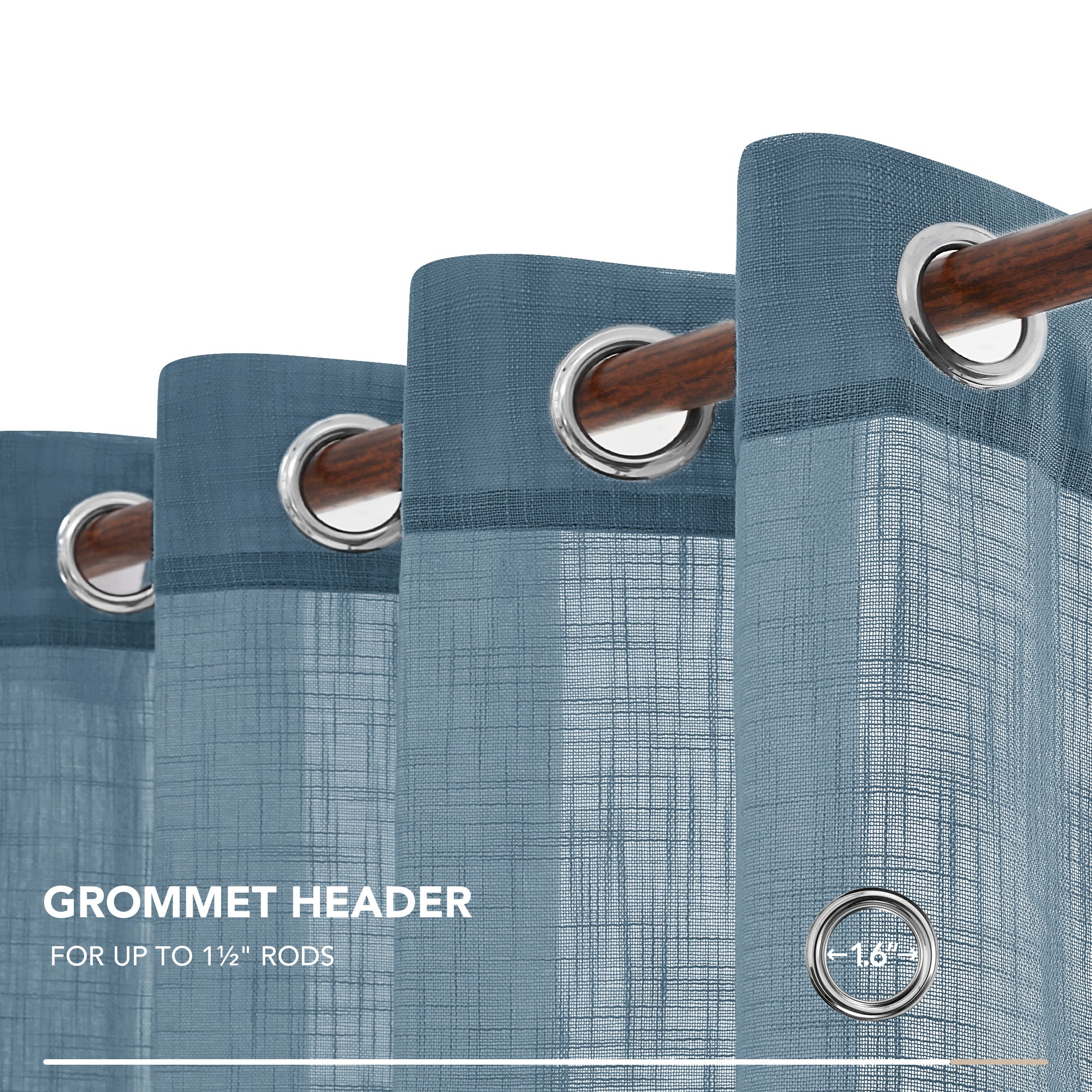 Deconovo Faux Linen Sheer Curtain Panels (2-Pack) – Light Filtering, Grommet Top