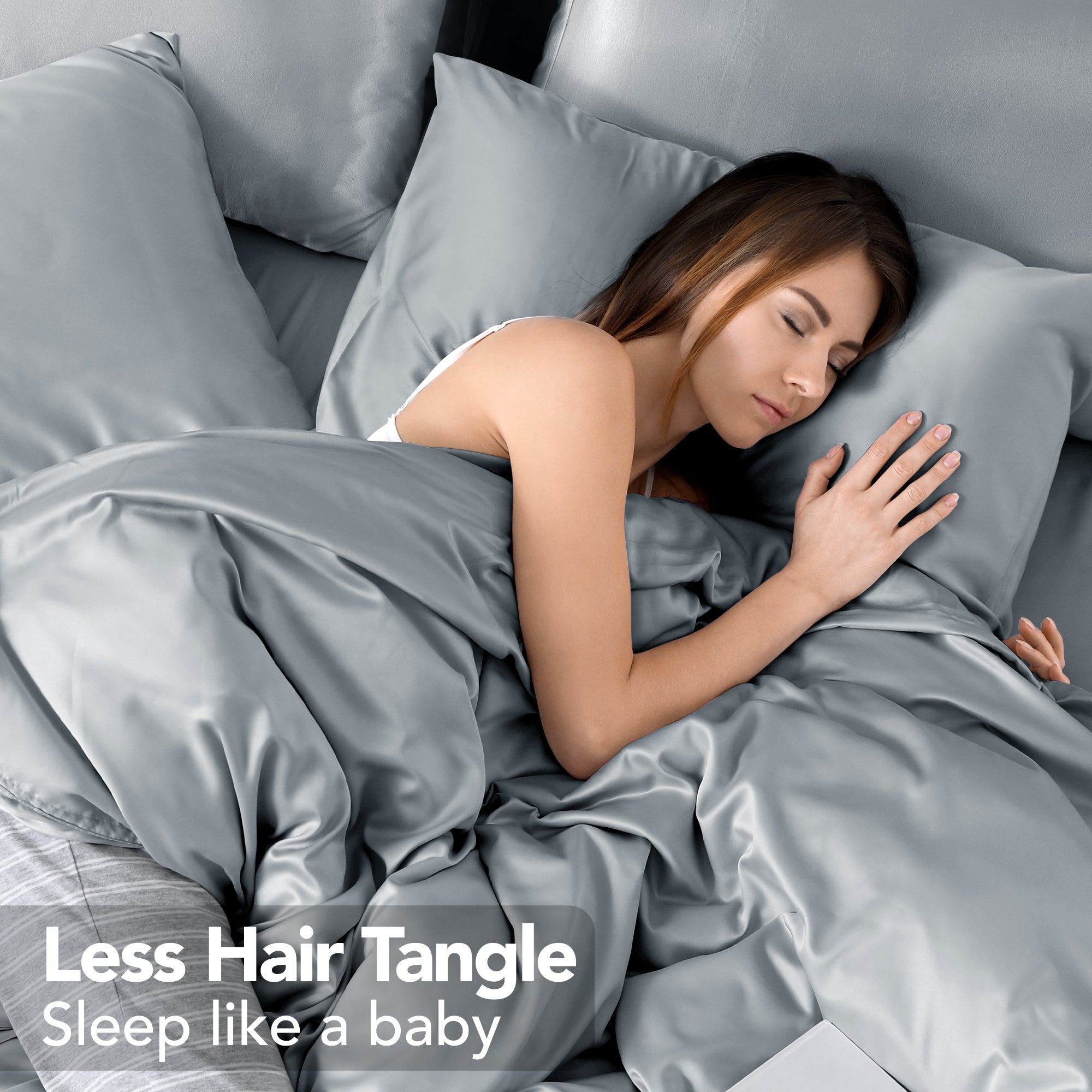 Deconovo Satin Silk Pillowcases (Set of 2), Envelope Closure