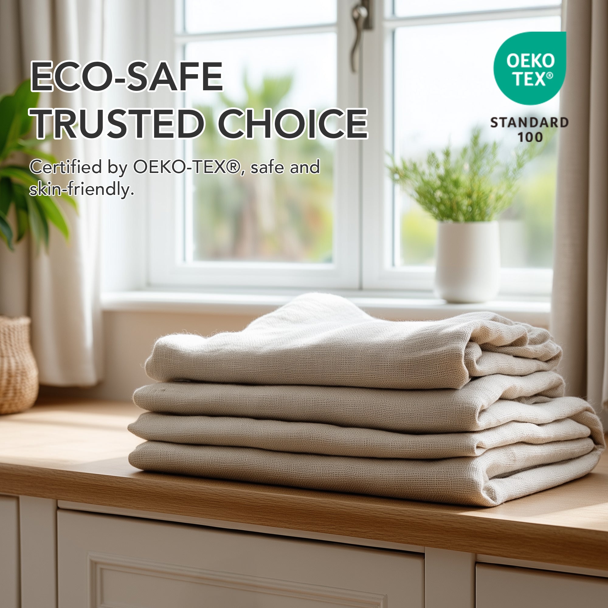 Deconovo Soft Faux Linen Layered Window Curtain Panels with Grommet Top for Bedroom and Living Room, 2 Pack