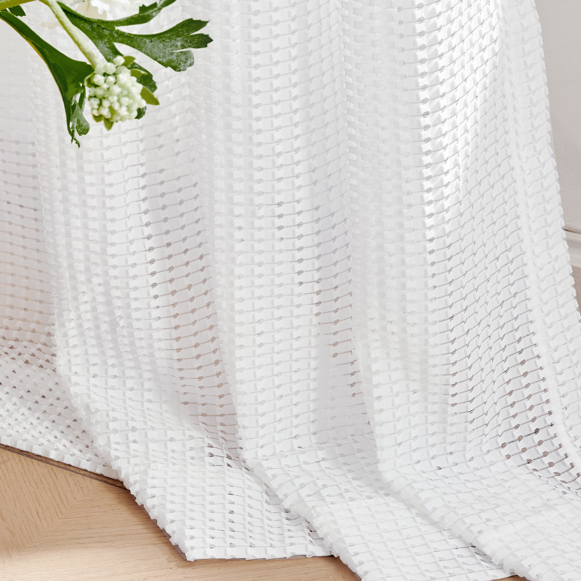 Deconovo Light Filtering Textured Sheer Window Curtain Panels with Grommet Top