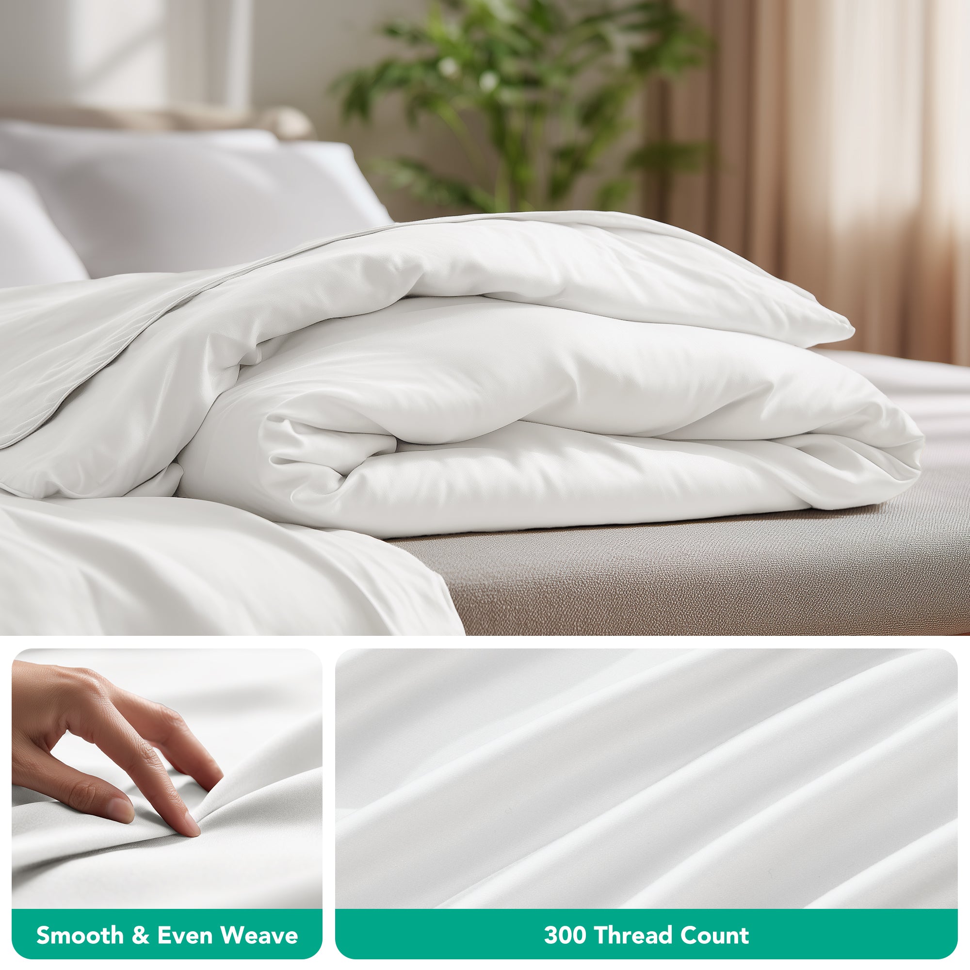 Deconovo Bamboo Viscose Satin Duvet Cover, Breathable Cooling Bedding with Corner Ties, OEKO-TEX Certified