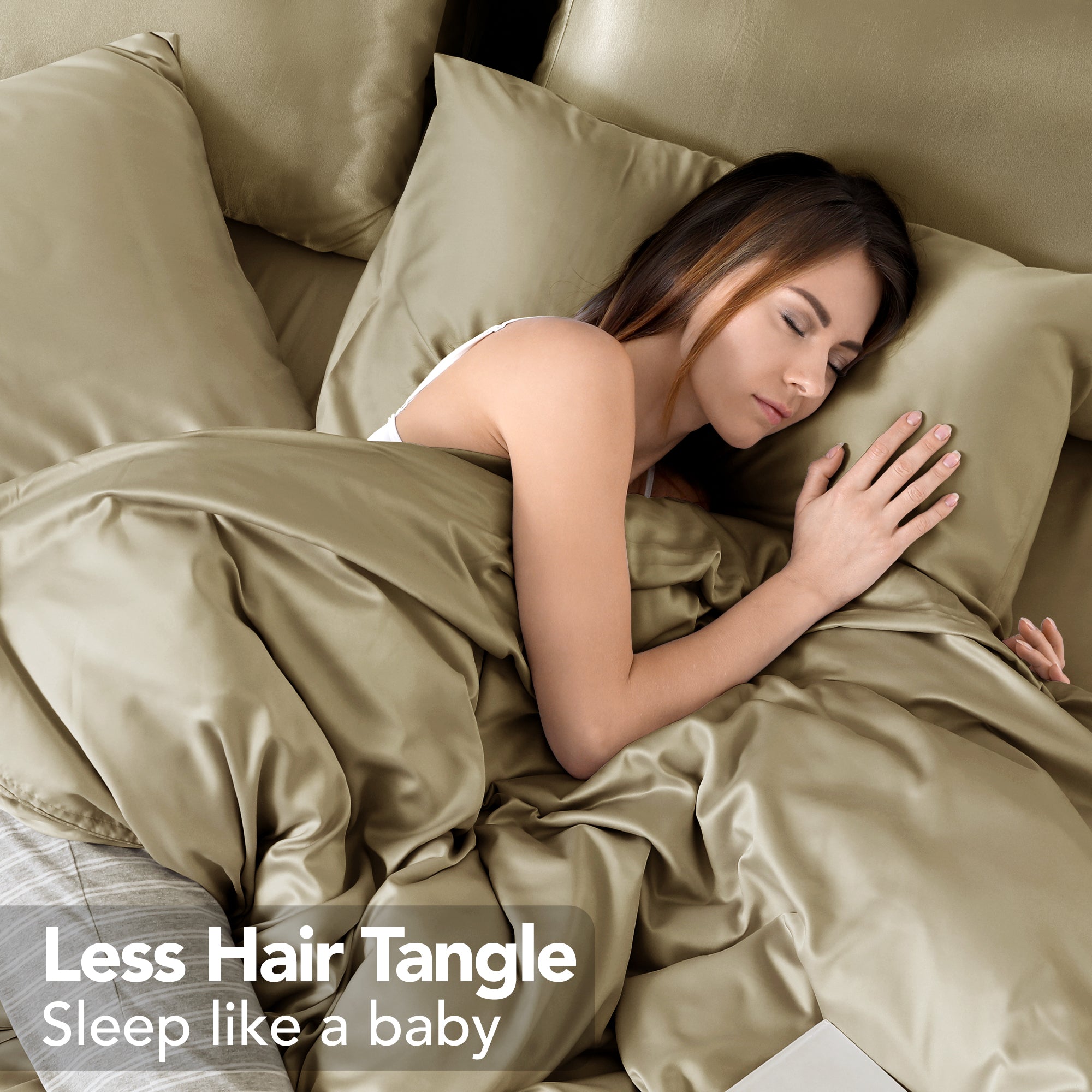 Deconovo Satin Silk Pillowcases (Set of 2), Envelope Closure