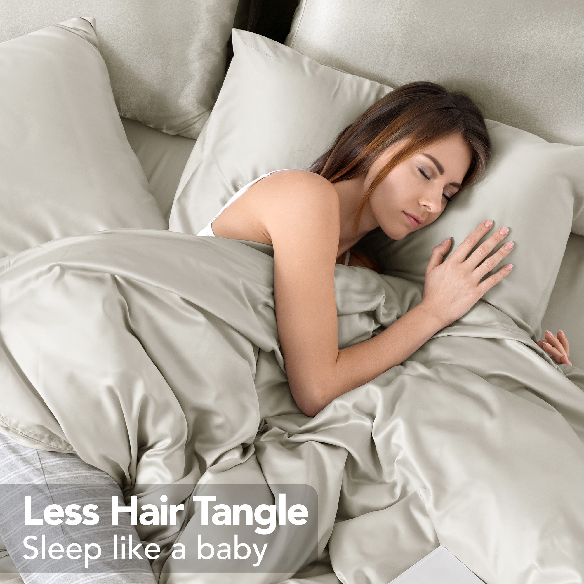 Deconovo Satin Silk Pillowcases (Set of 2), Envelope Closure