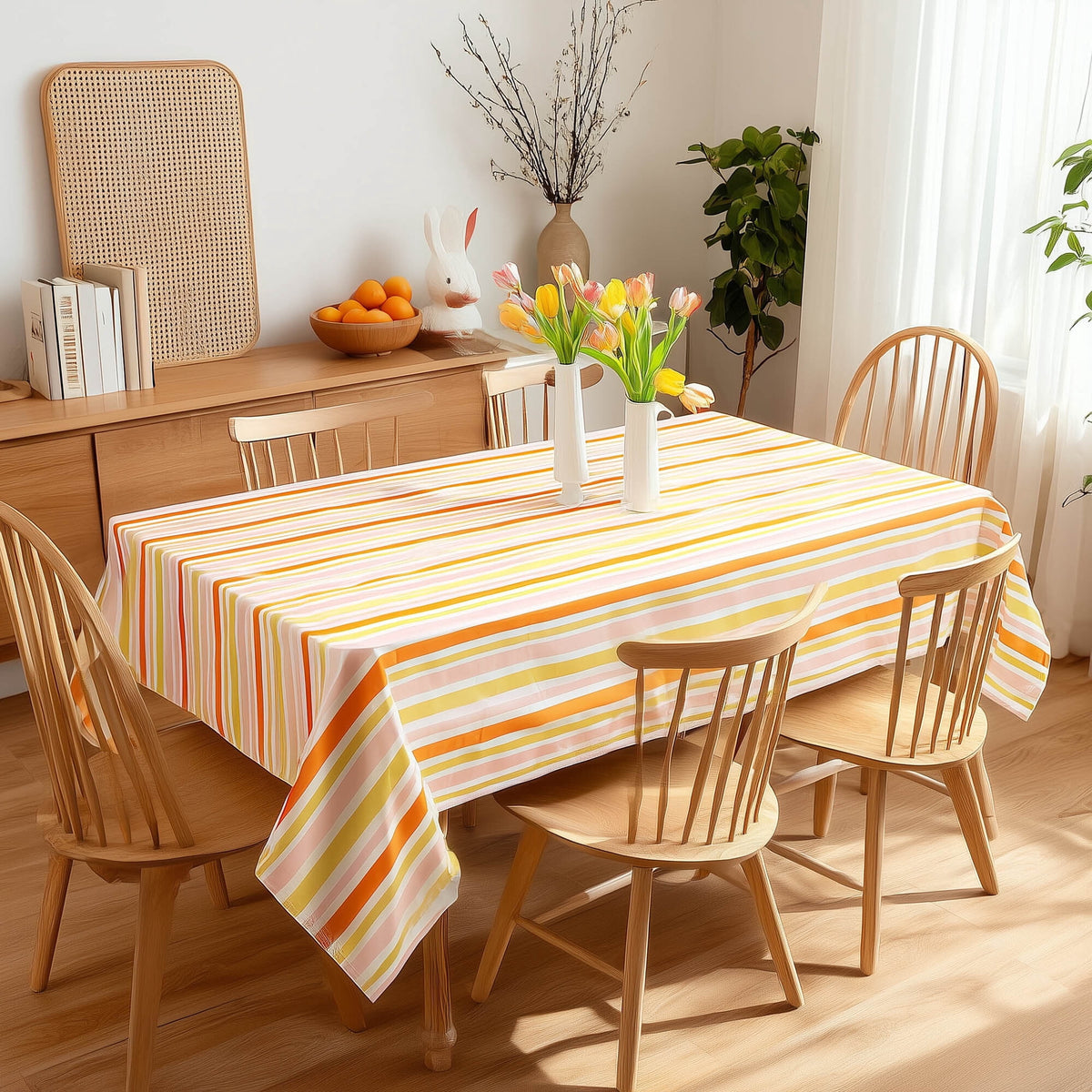 ZOPZO Tablecloths, Orange-Yellow/Striped