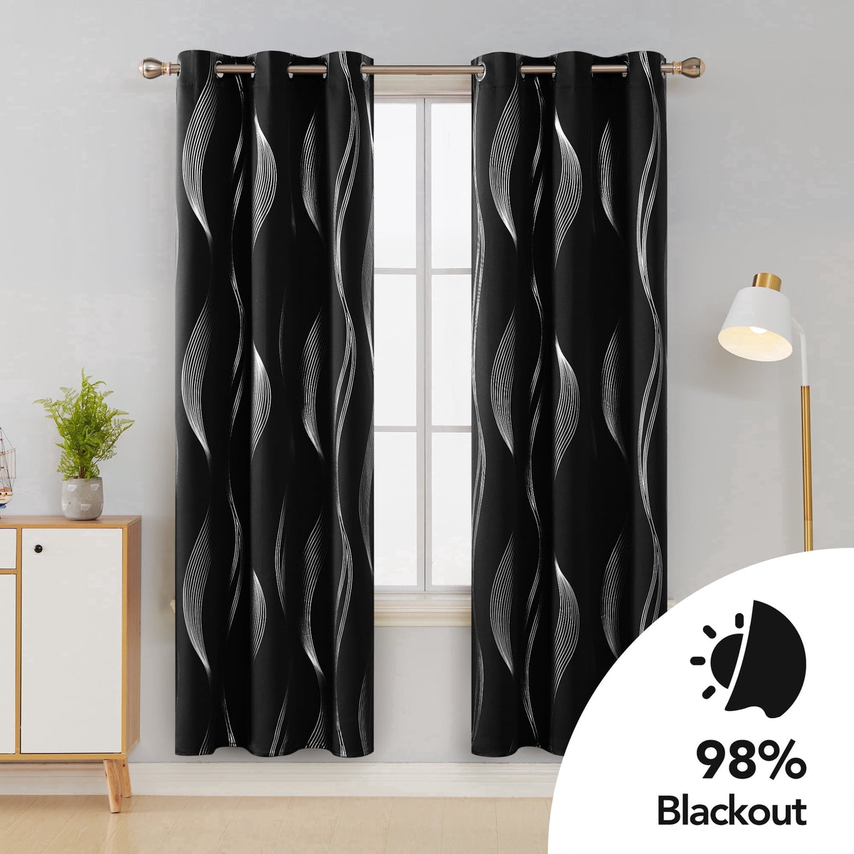 ZOPZO Curtains & Valances, Black