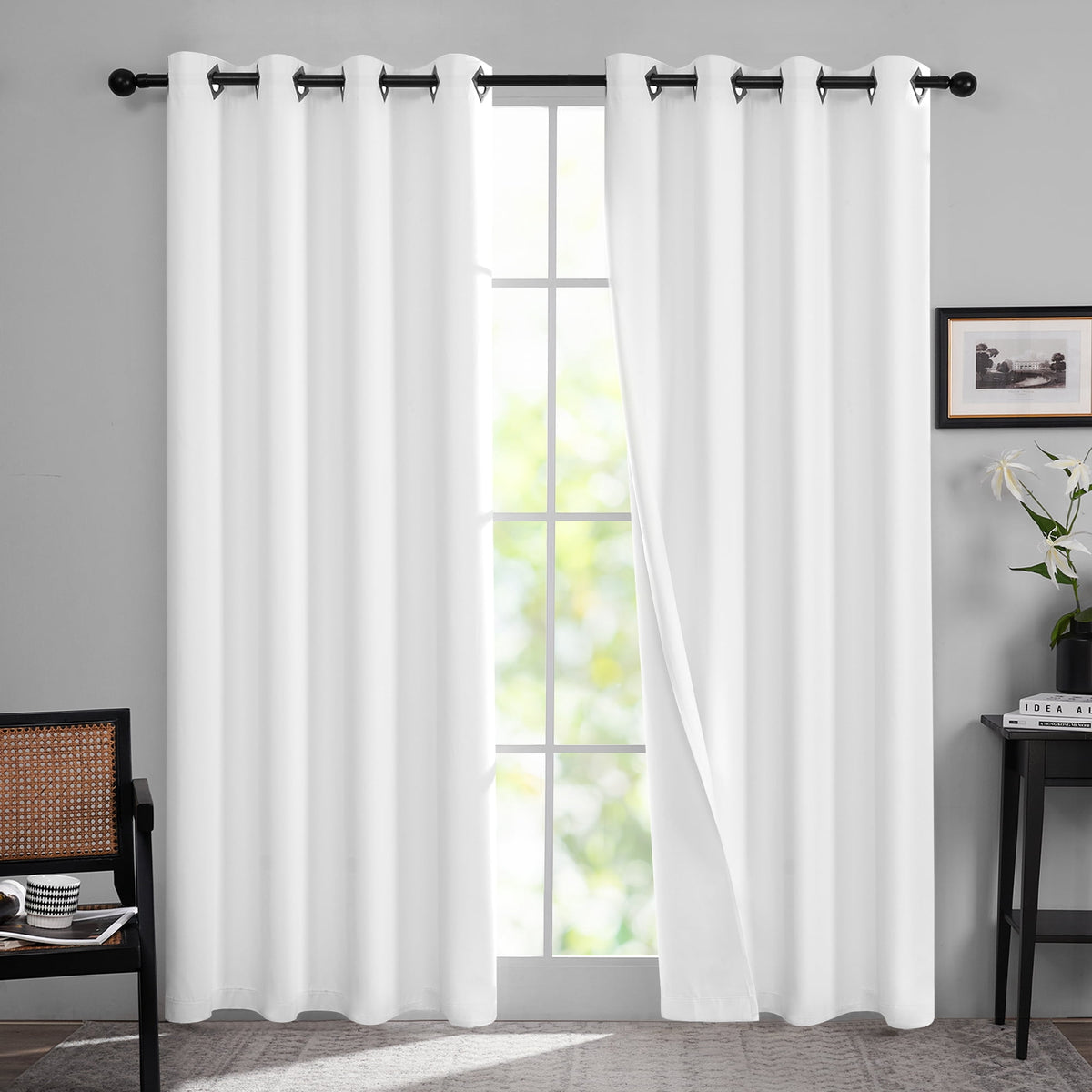 Deconovo Solid Grommet Blackout Curtains, 2 Panels - Pure White, 52 x 84