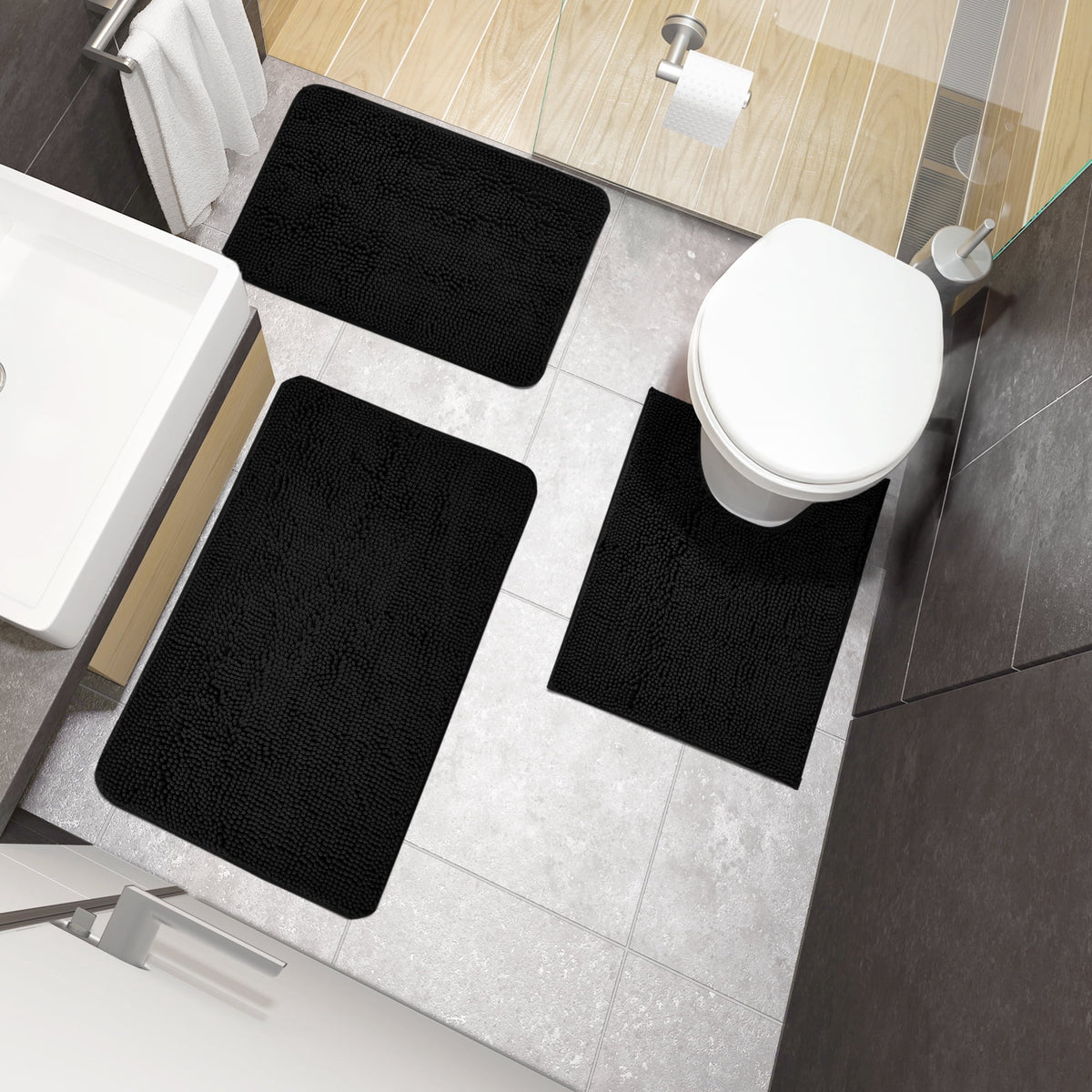 ZOPZO Bath Rugs, Black