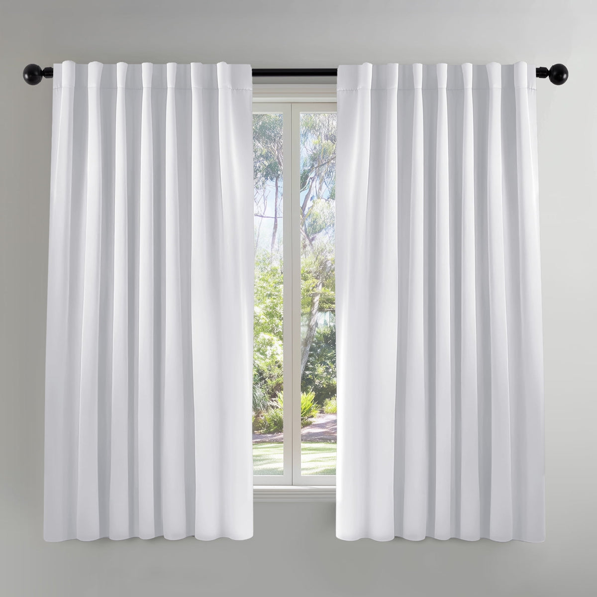ZOPZO Thermal Blackout Curtains, 2 Panels - Greyish White, 52 x 63