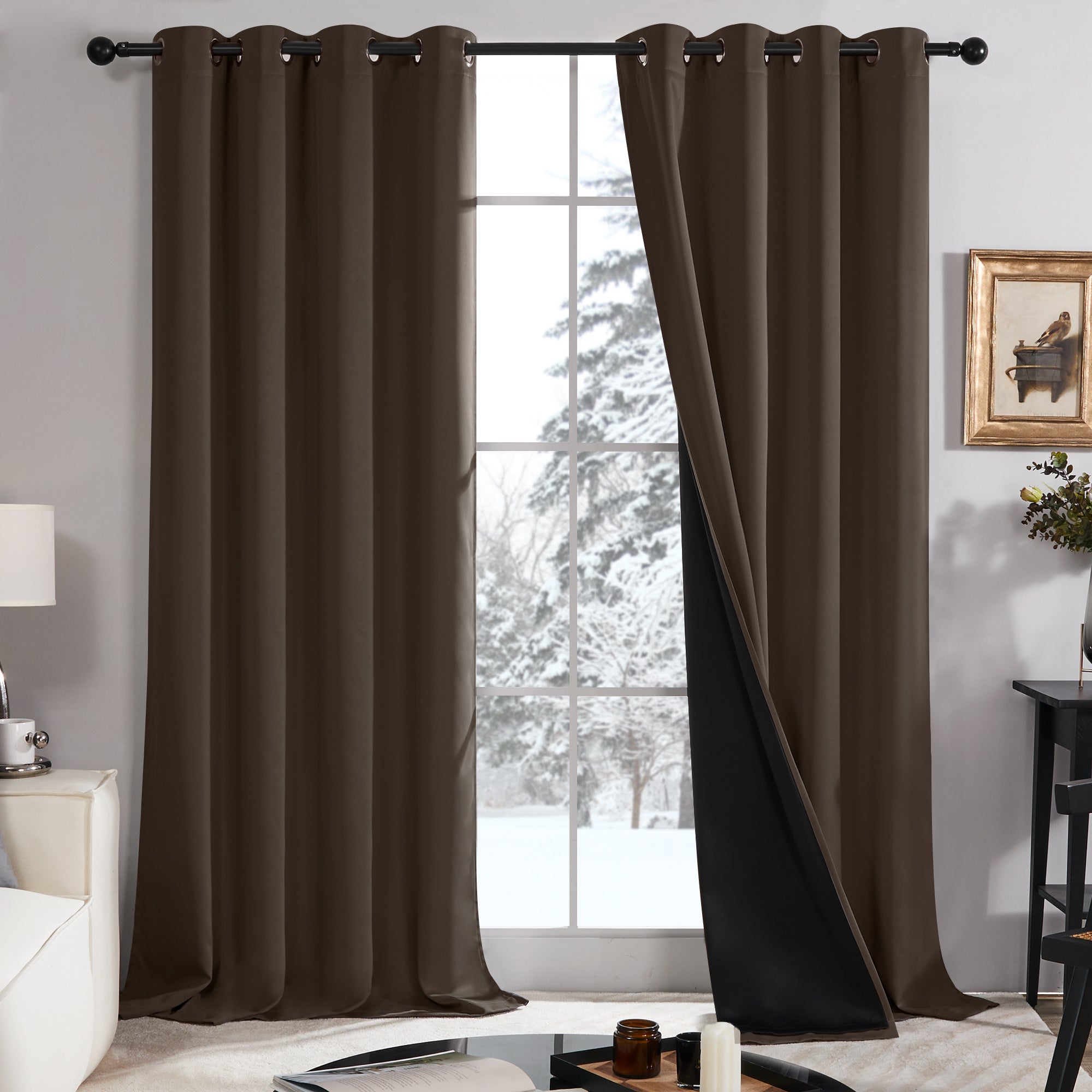 Deconovo Satin 100% Light sheiled Curtains 2Panels For LivingRoom or Bedroom