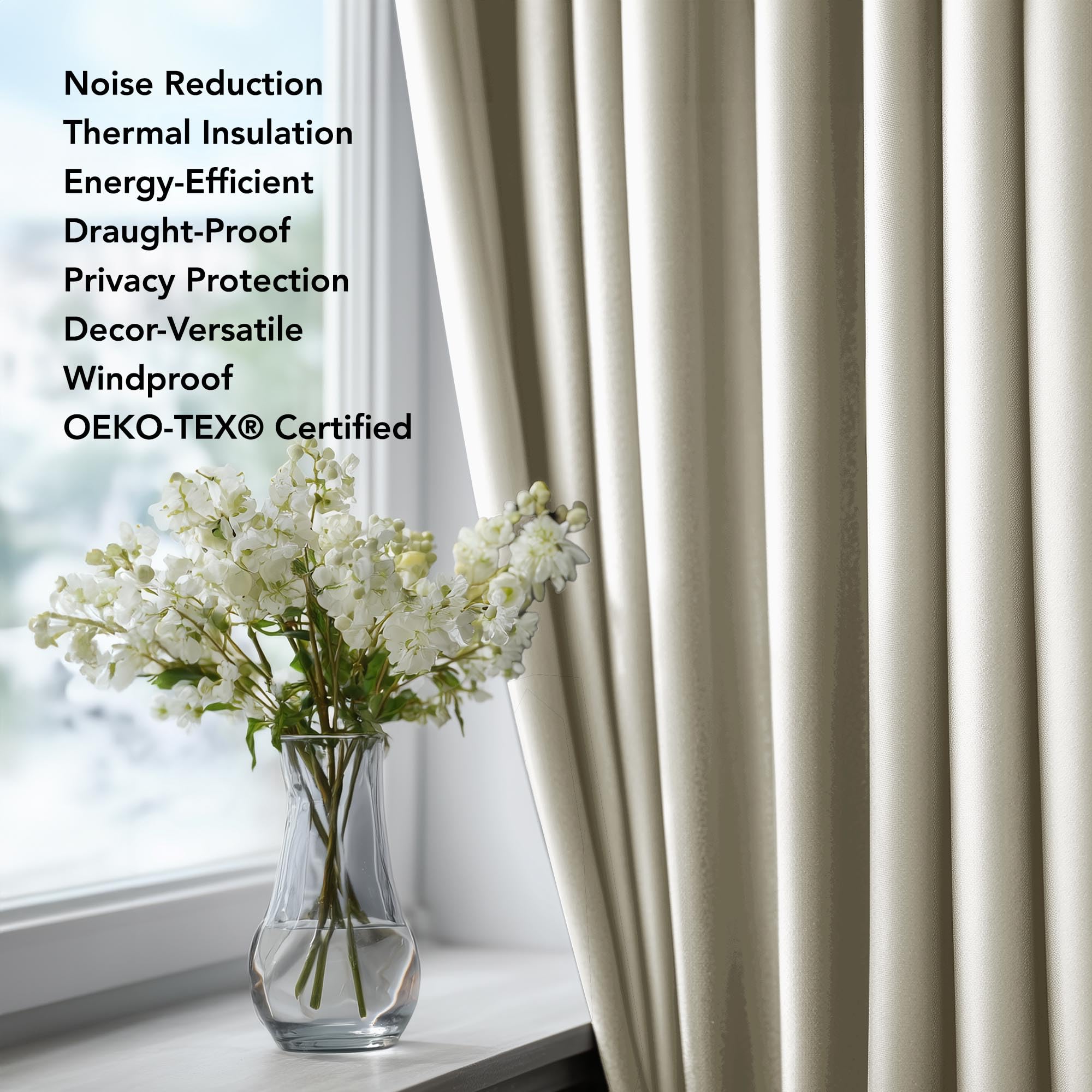 Deconovo Grommet Curtains 2 Panels, Thermal Insulated, 38"W