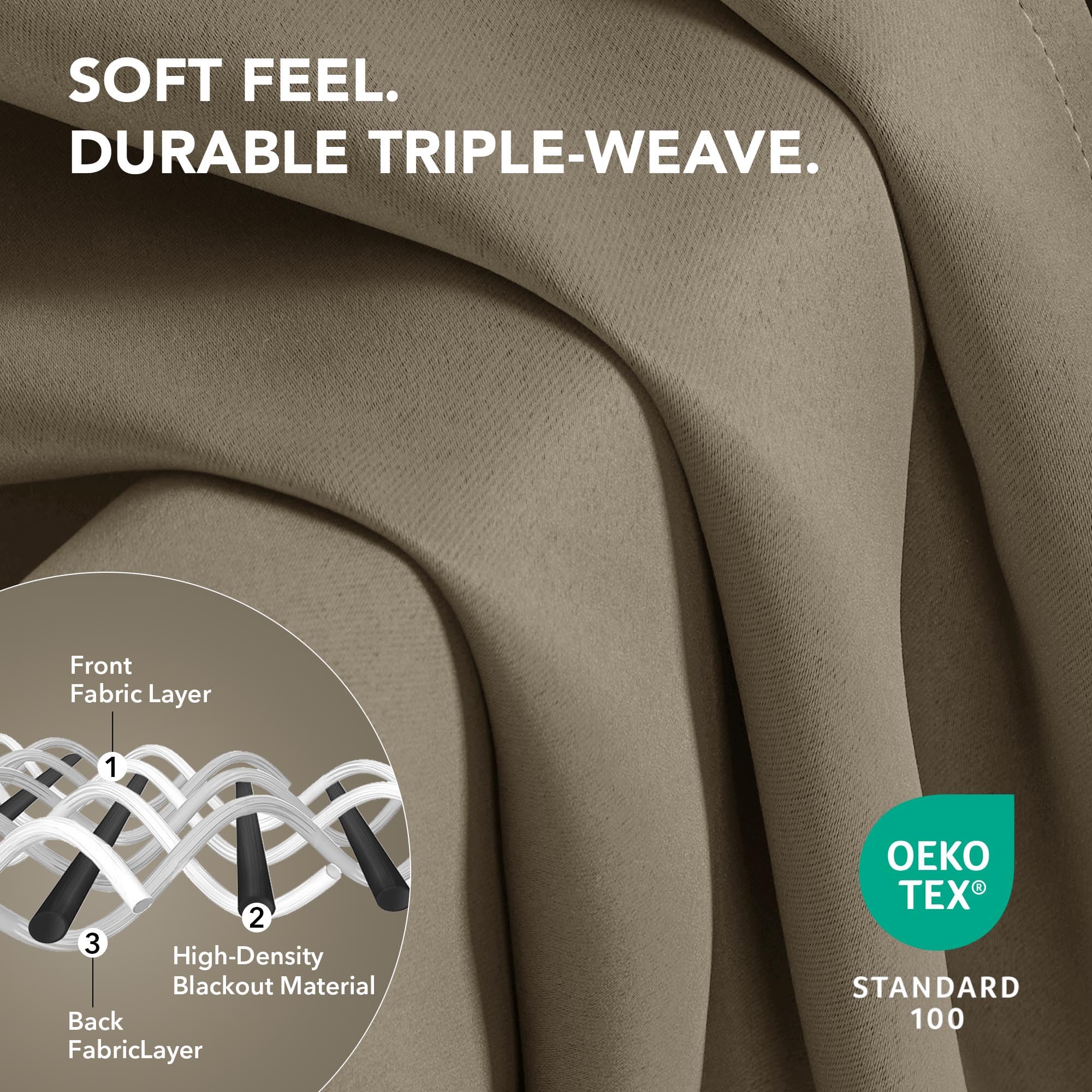 Deconovo Grommet Curtains 2 Panels, Thermal Insulated, 38"W