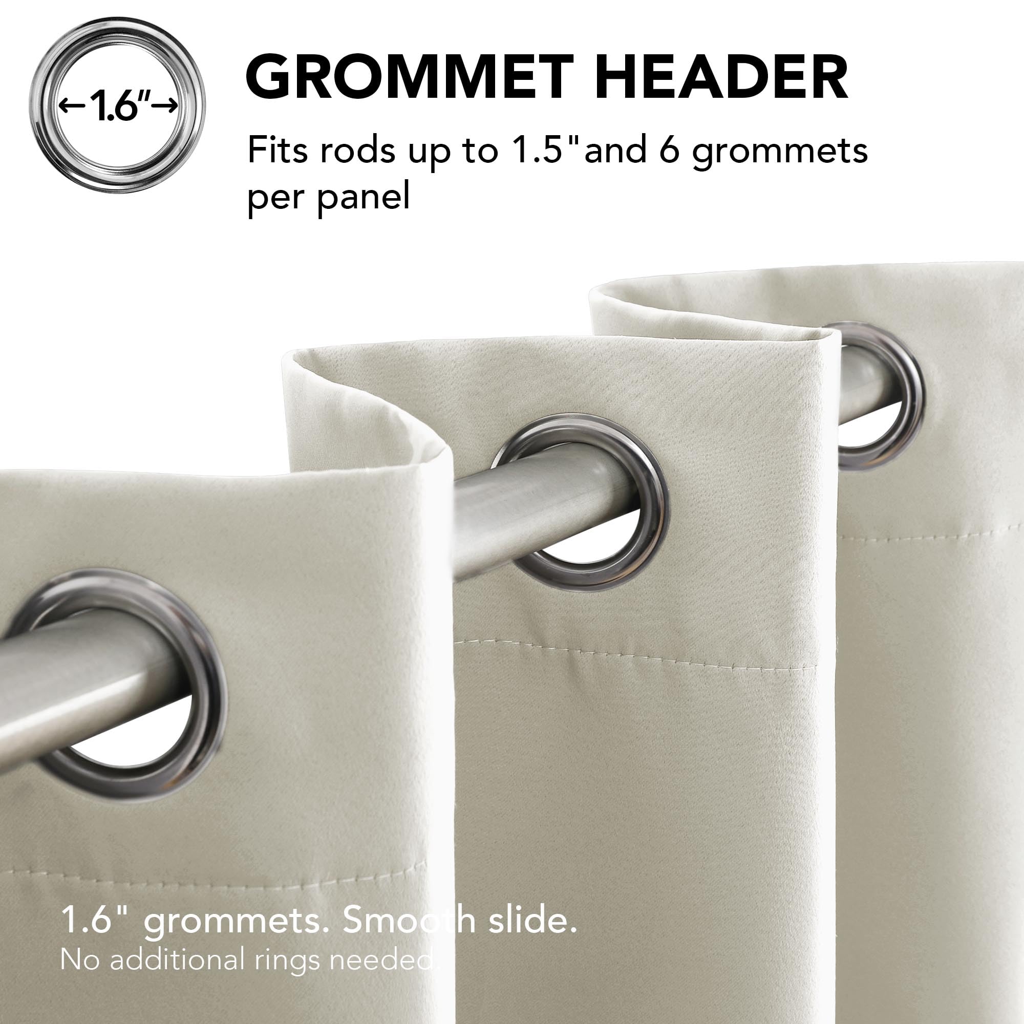 Deconovo Grommet Curtains 2 Panels, Thermal Insulated, 38"W