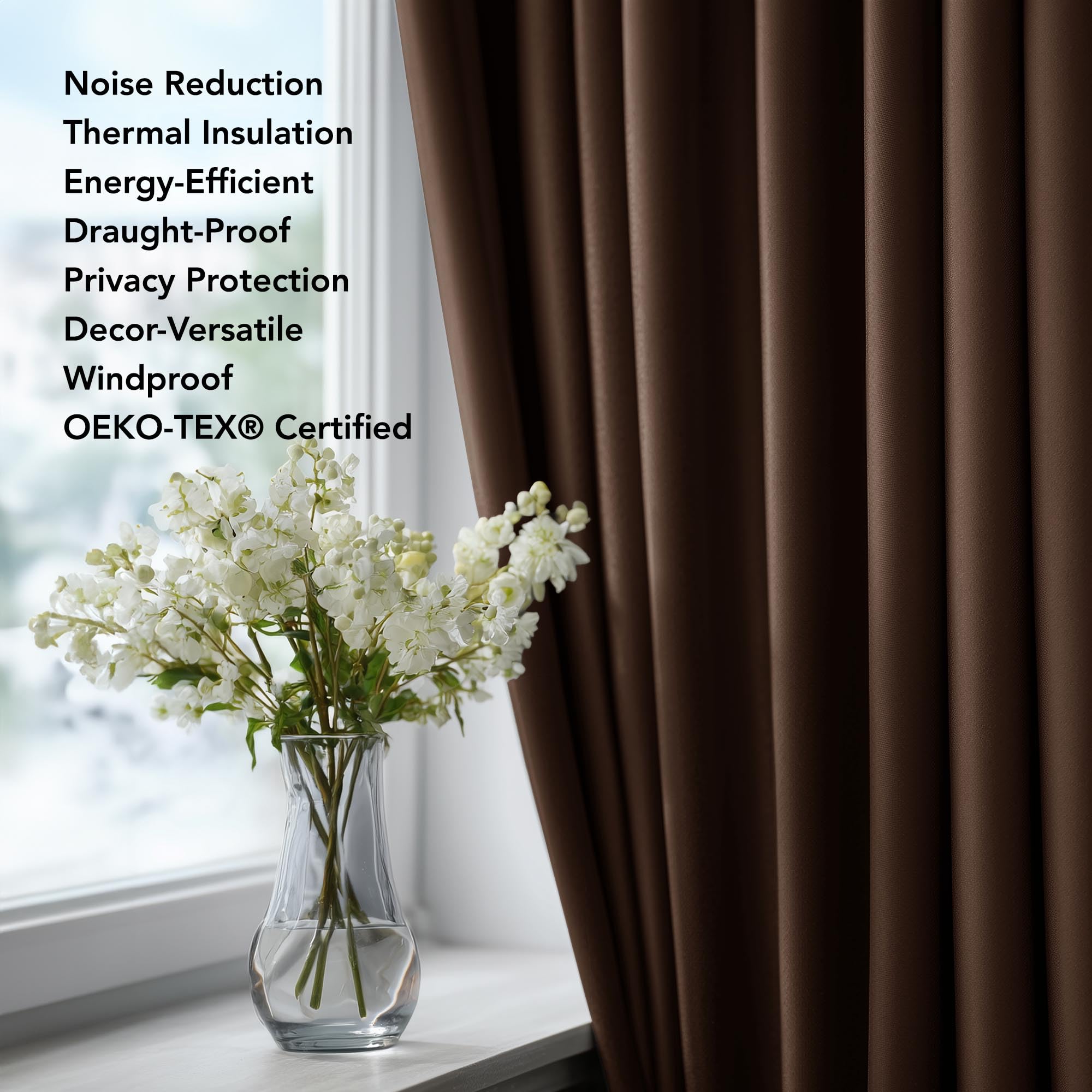 Deconovo Grommet Curtains 2 Panels, Thermal Insulated, 38"W