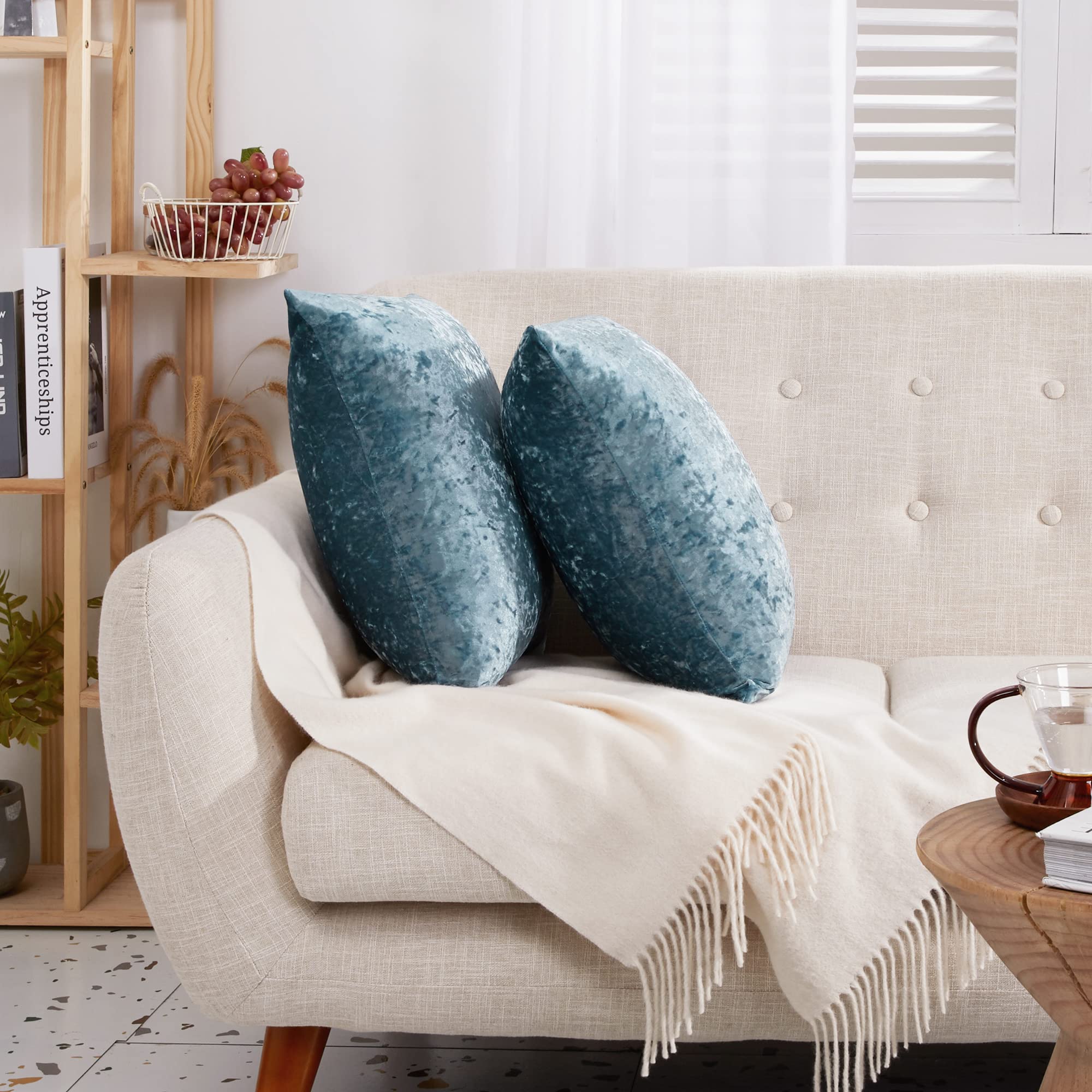 Deconovo Velvet Throw Pillow Covers 2 Pack with Hidden Zipper