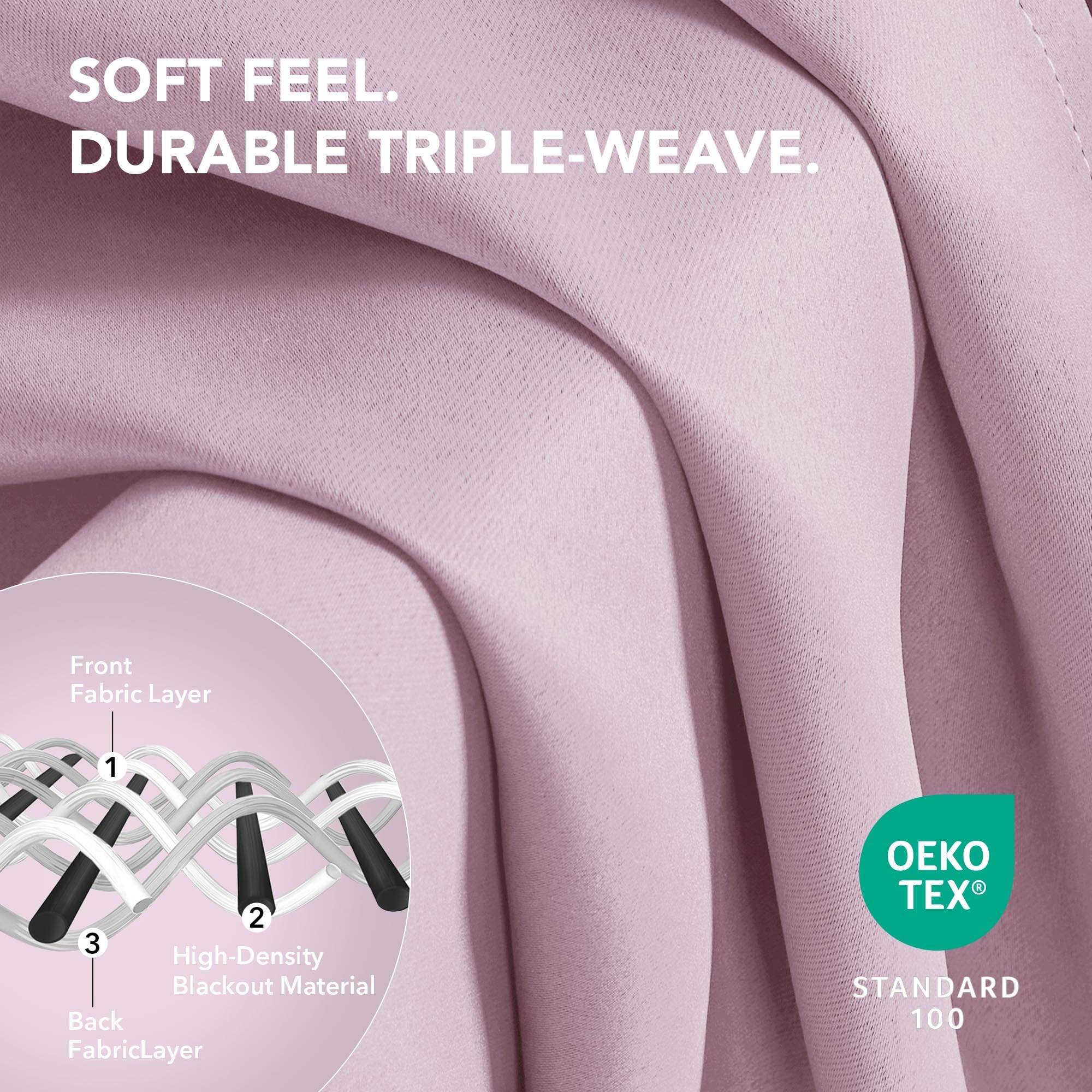 Deconovo Grommet Curtains 2 Panels, Thermal Insulated, 38"W