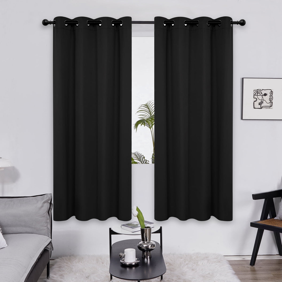 ZOPZO Curtains & Valances, Black