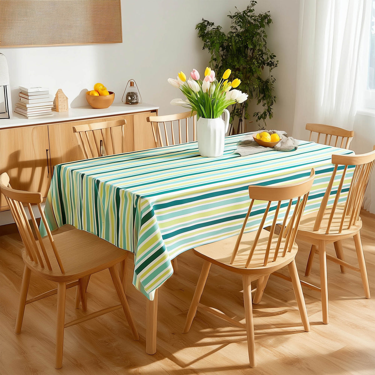 ZOPZO Tablecloths, Bright Green/Striped