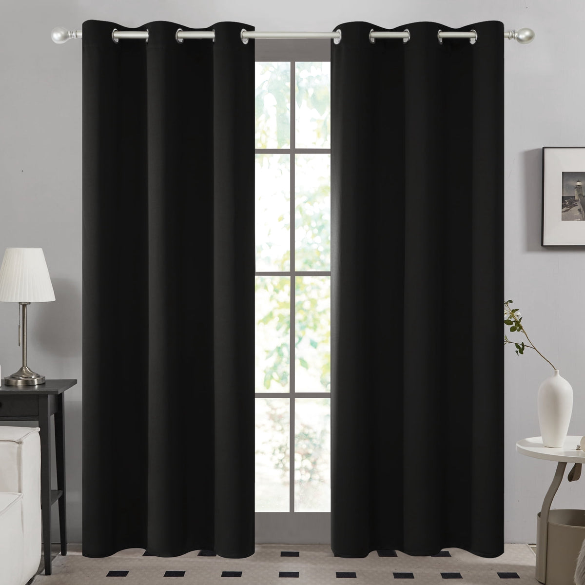 ZOPZO blackout curtain, Black, 42W x 84L inches, 1 panel